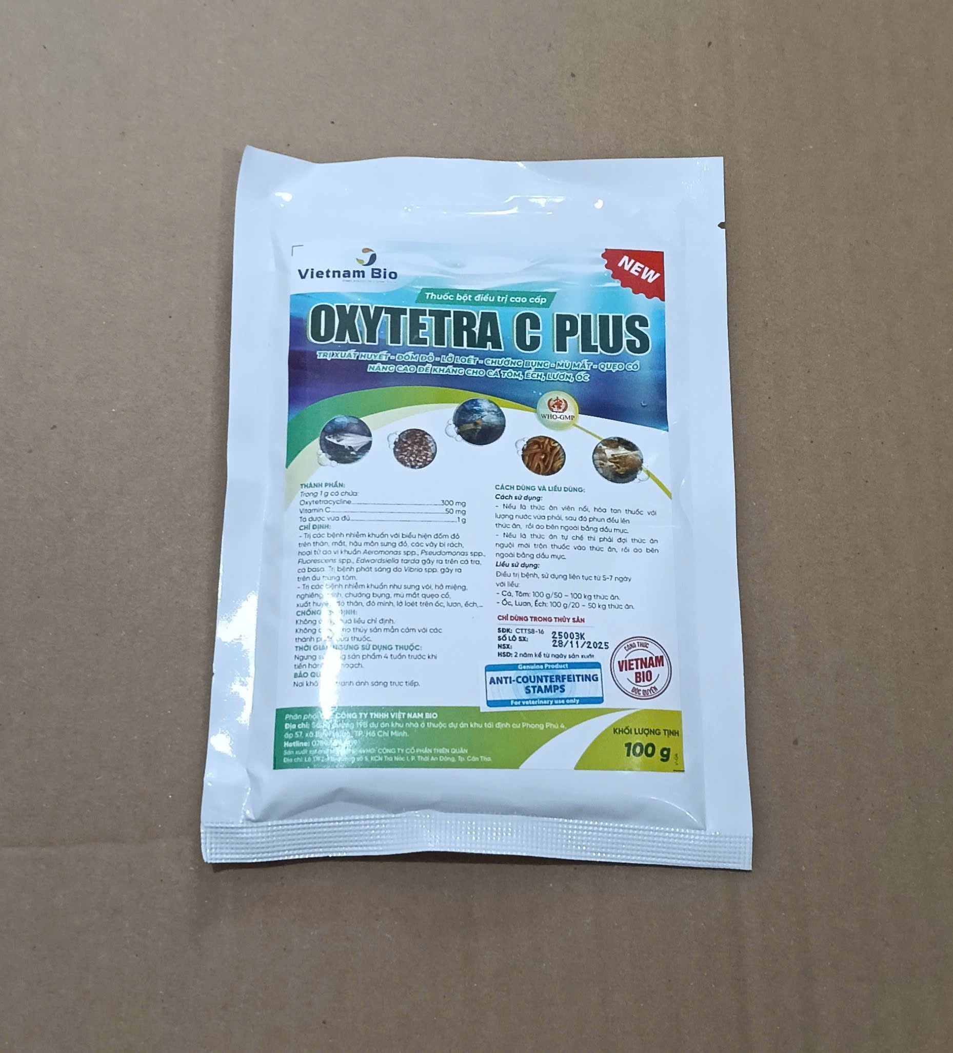 OXYTETRA C PLUS thuốc thủy sản trị bệnh cá tôm 100g