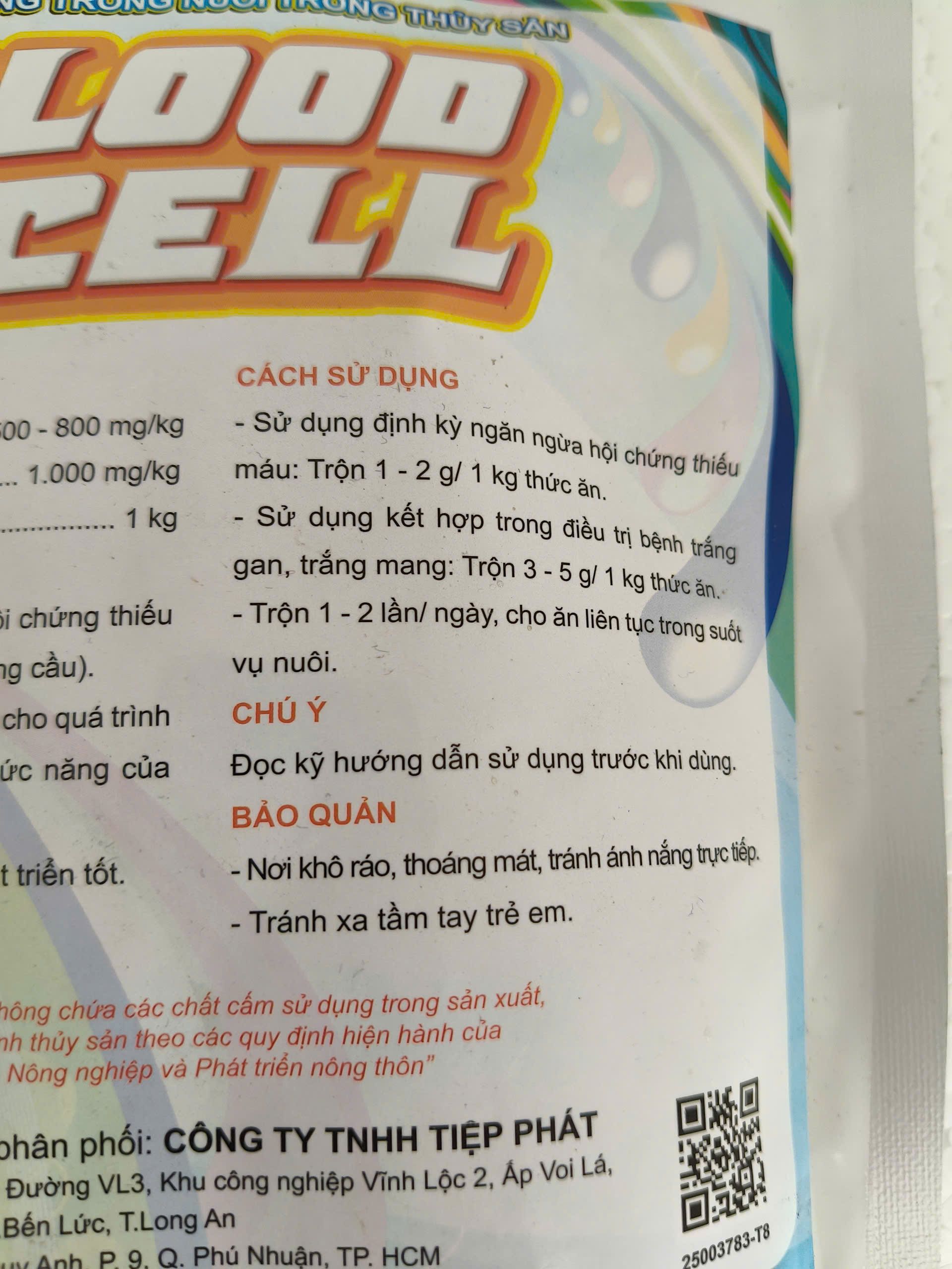BLOOD CELL thức ăn bổ sung Fe Acid Folic cho cá tôm lươn ếch chính hãng