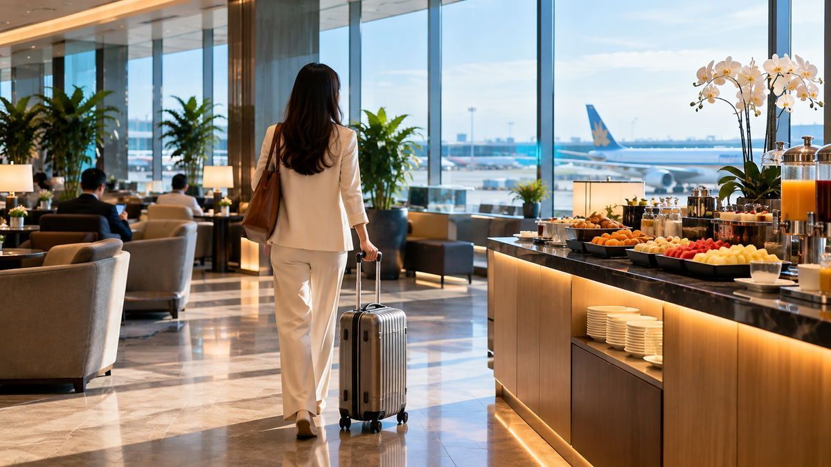 Hành khách nhìn đồng hồ trước khi rời phòng chờ để tới cửa lên máy bay