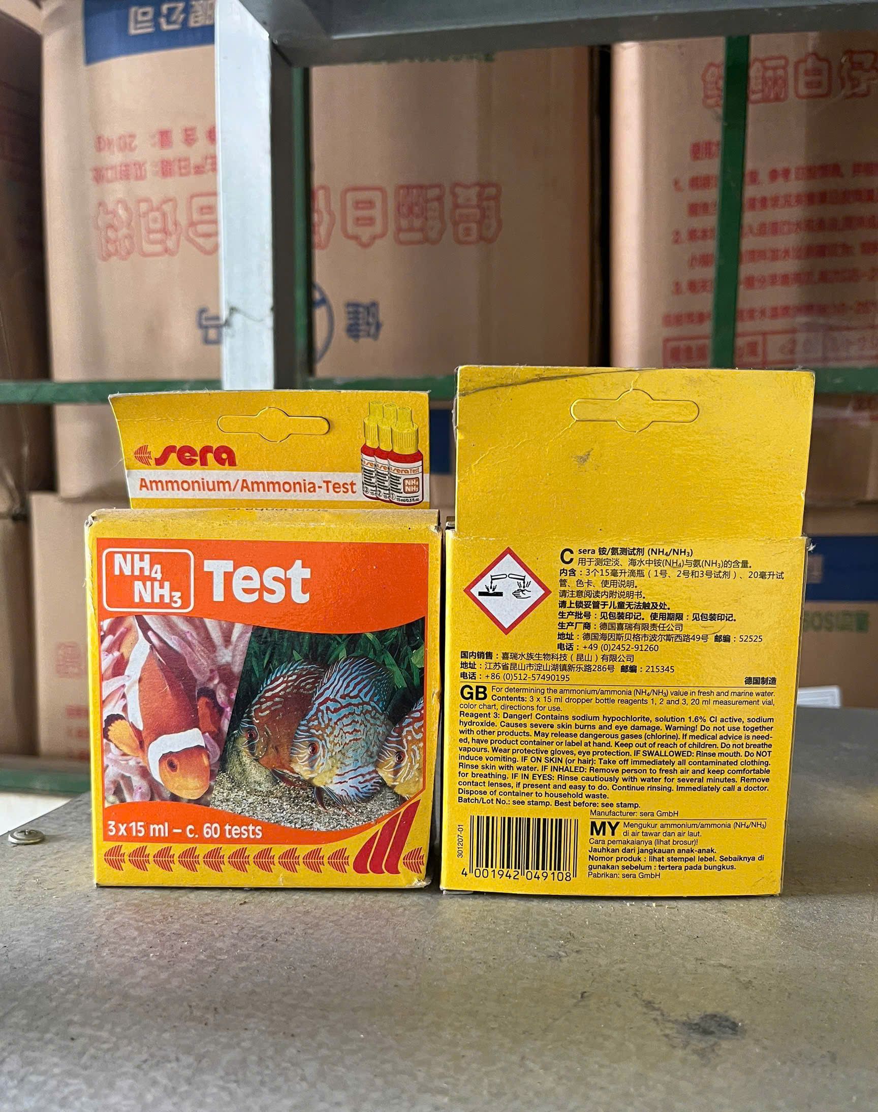 Bộ test ammonia Sera đầy đủ dụng cụ kiểm tra nước