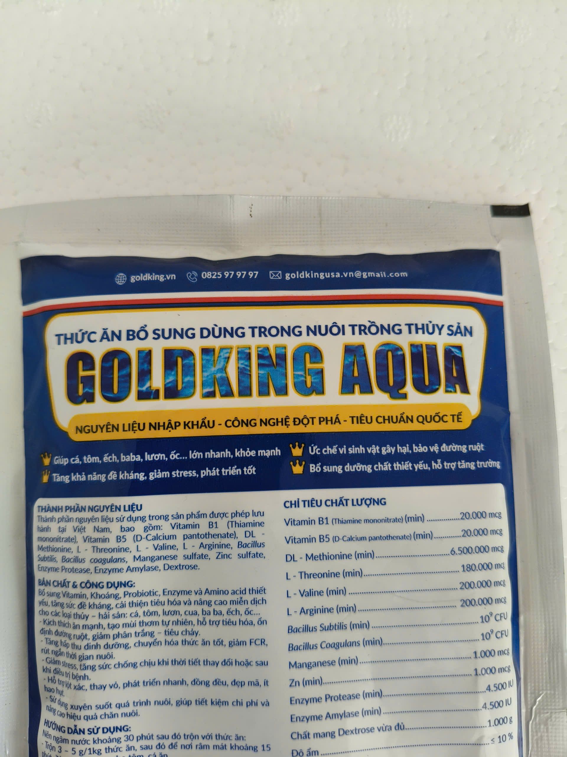 Thành phần và công dụng GoldKing Aqua cho thủy sản
