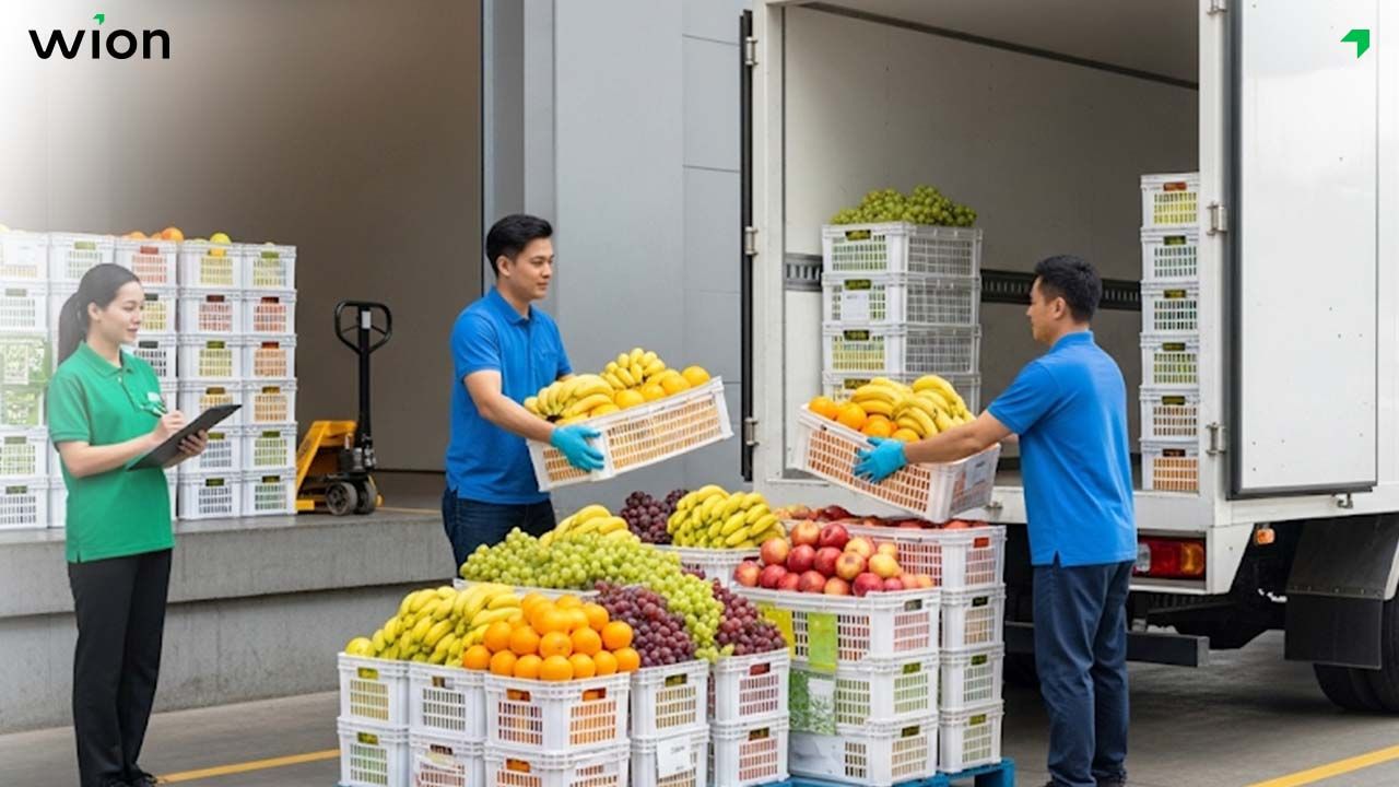 Phân phối trái cây cho các cửa hàng, siêu thị