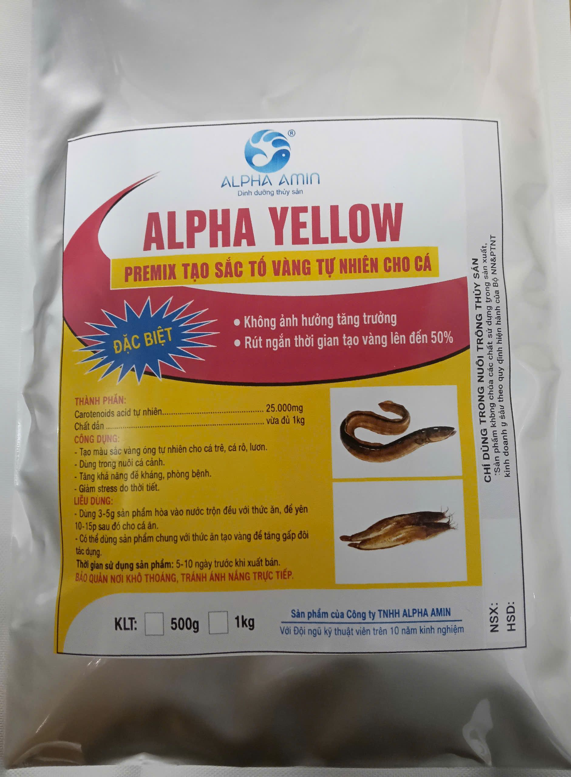 Alpha Yellow tạo màu vàng cho cá rô cá lươn thủy sản
