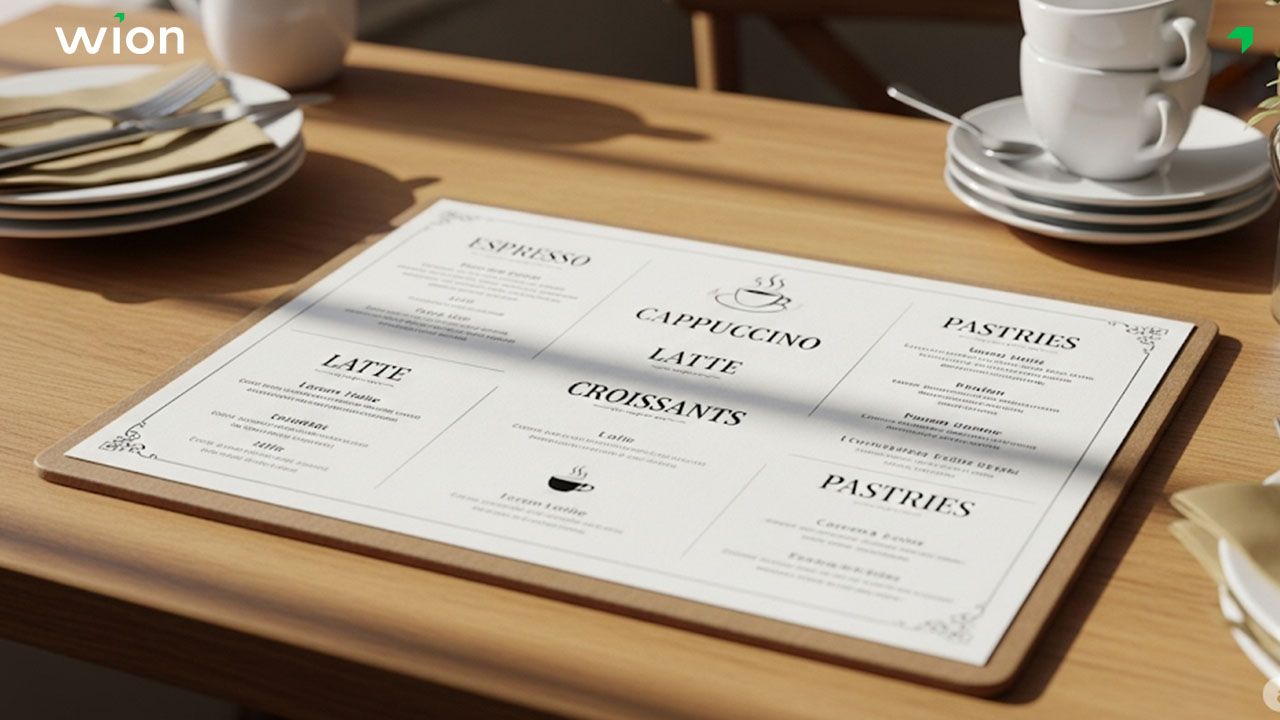 Hình ảnh menu quán cafe phong cách Châu Âu