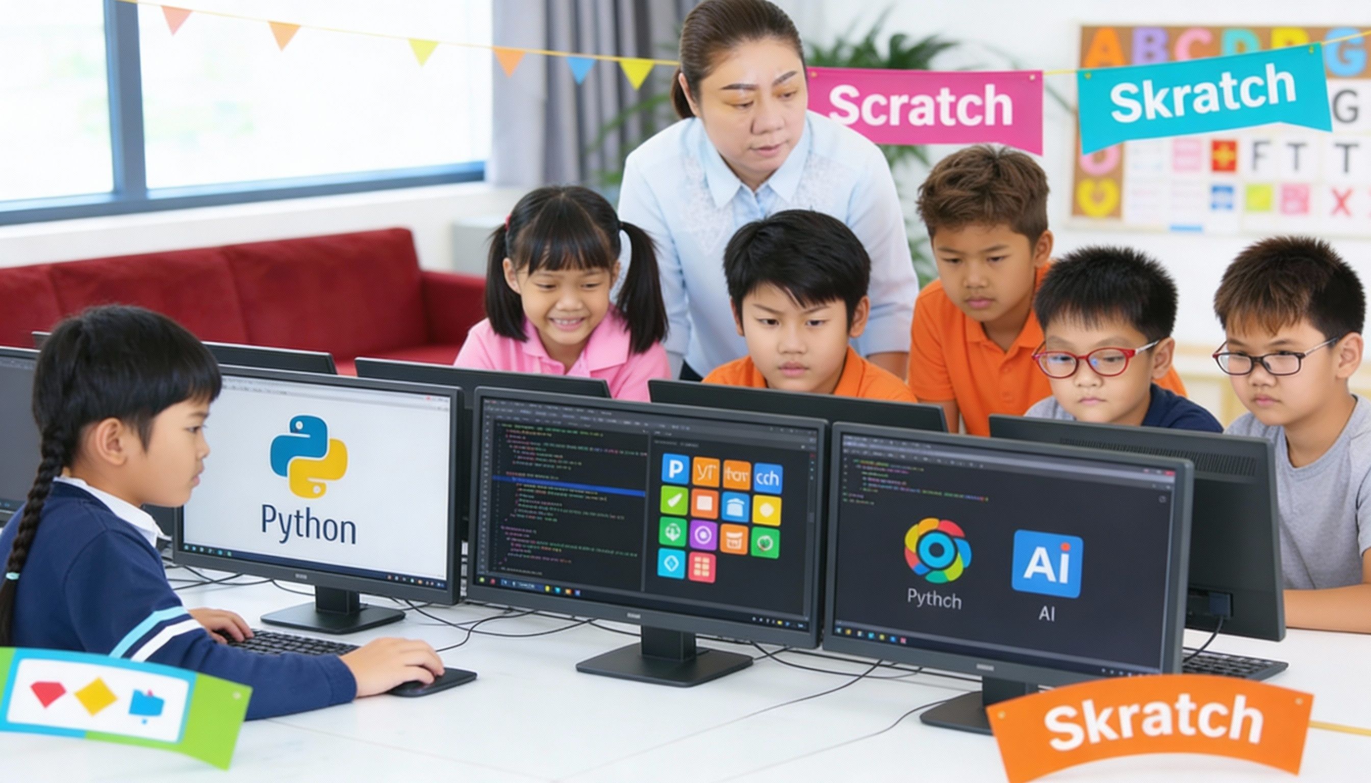 freepik__diverse-children-and-teacher-at-computers-learning__77336