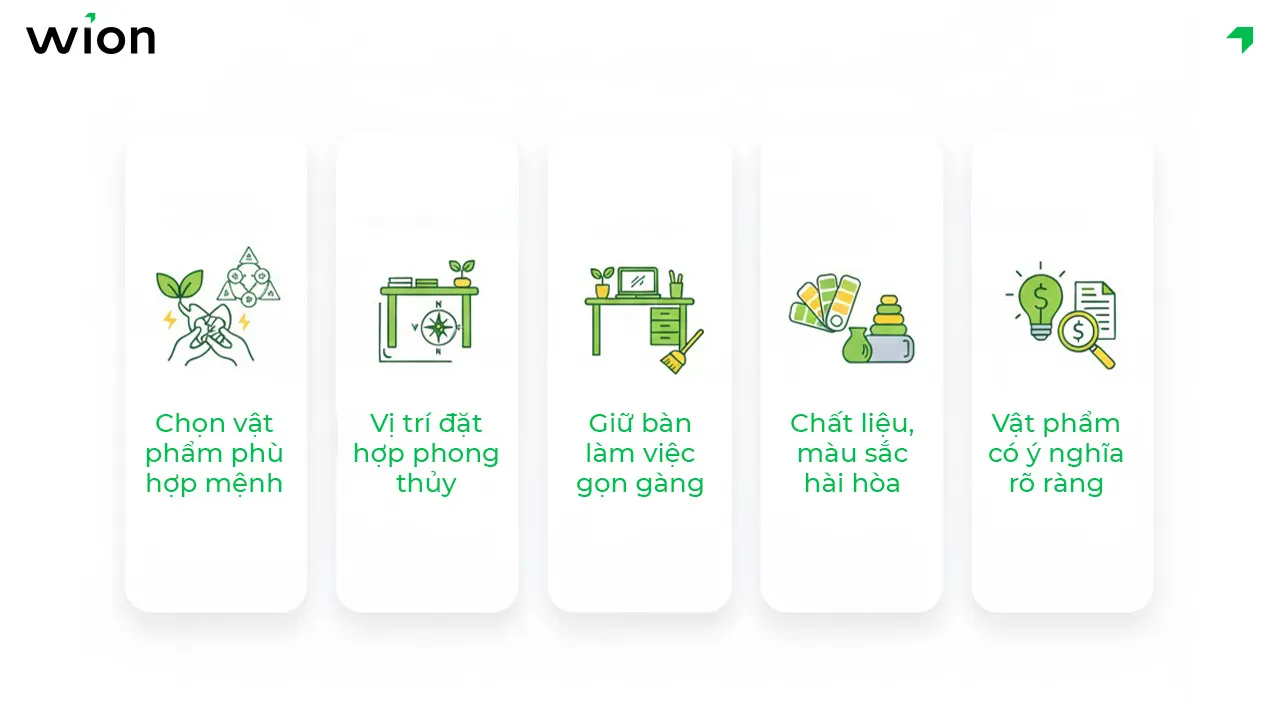 Nguyên tắc chọn đồ phong thuỷ để bàn làm việc