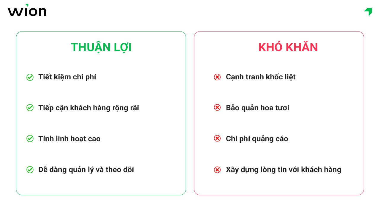 Thuận lợi và khó khăn khi kinh doanh shop bán hoa online