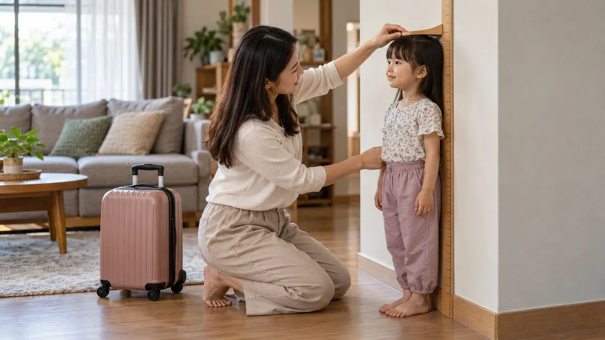 Mẹ đo chiều cao cho bé tại nhà trước khi gửi yêu cầu ghế trẻ em
