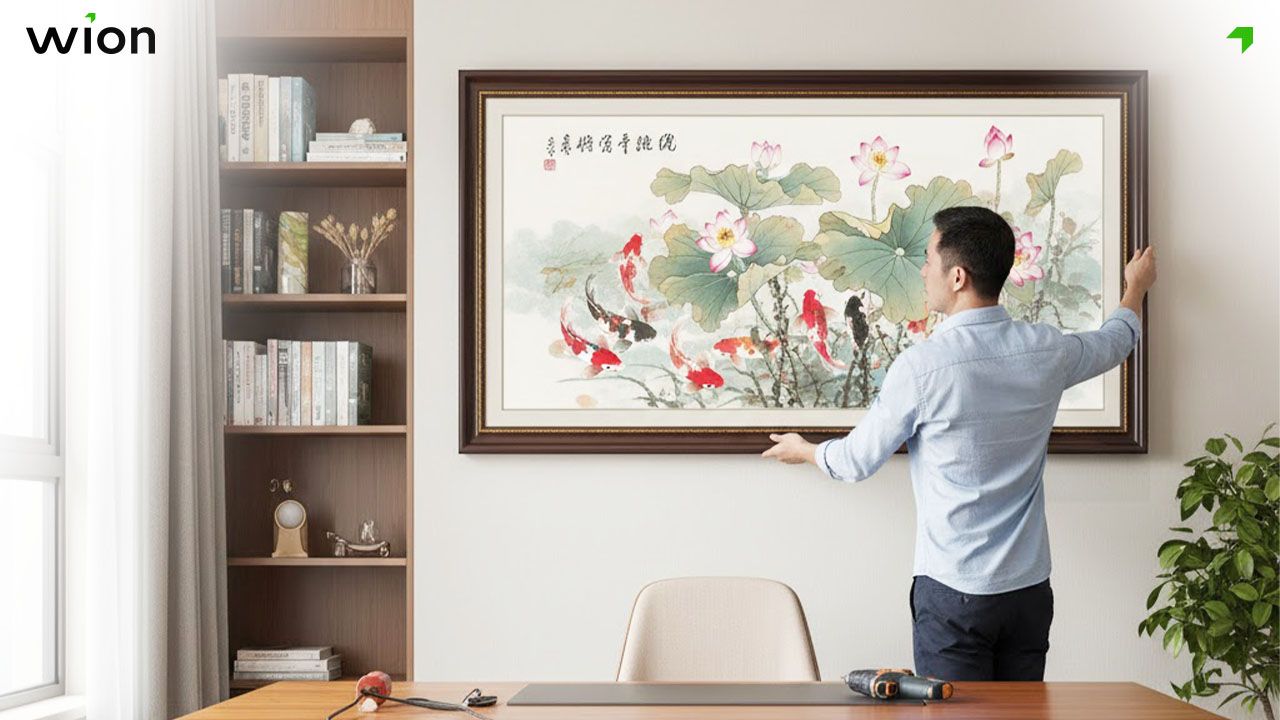 Cách treo tranh Cá Chép Hoa Sen chuẩn phong thủy