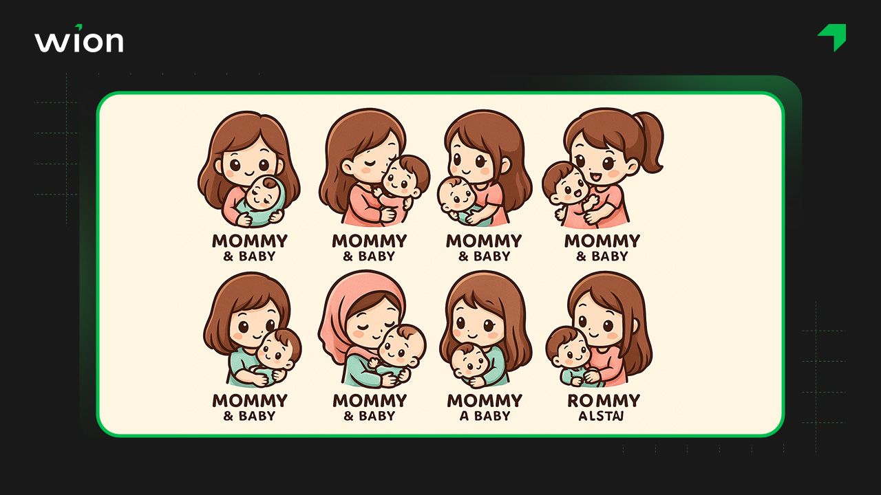 Mẫu thiết kế logo thương hiệu mẹ và bé chibi