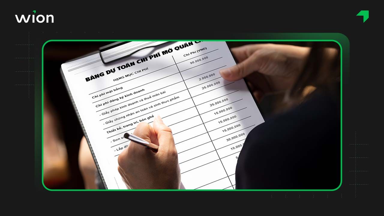 Bảng dự toán chi phí mở quán cafe chi tiết