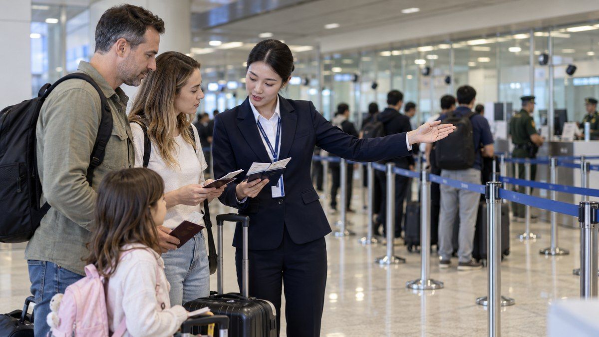 Nhân viên hỗ trợ hành khách tại khu vực nhập cảnh sân bay Tân Sơn Nhất
