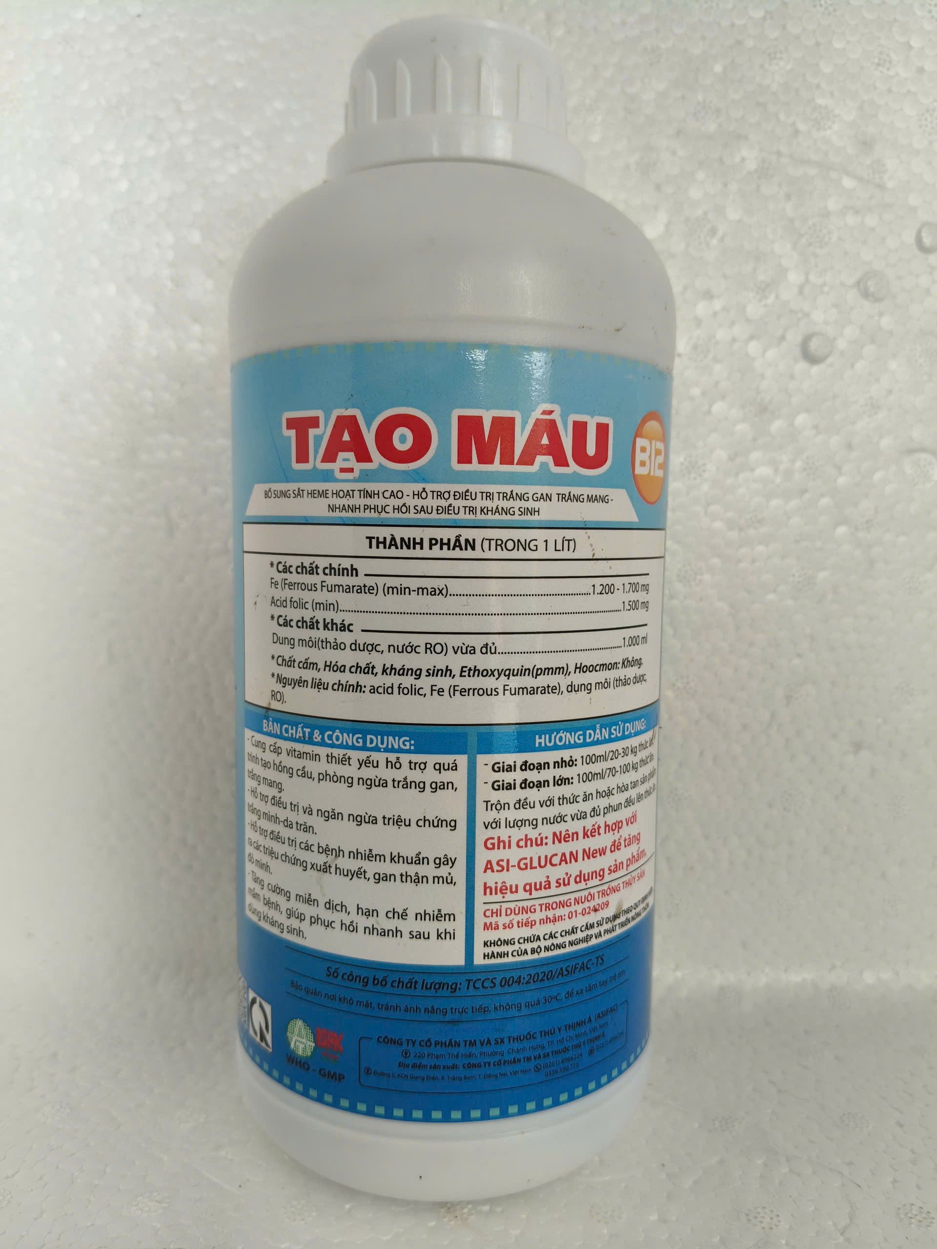 Hướng dẫn sử dụng TẠO MÁU B12 ASIFAC cho thủy sản