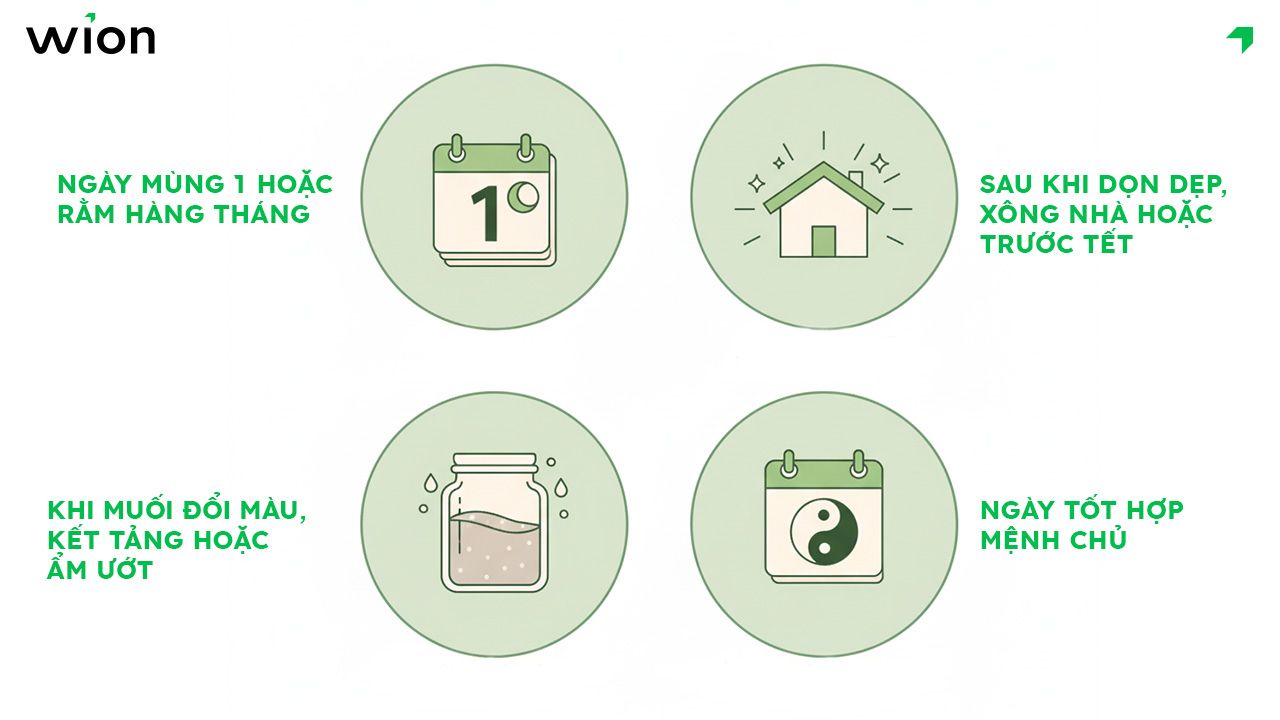 Thời điểm thay hũ muối phong thủy linh nghiệm