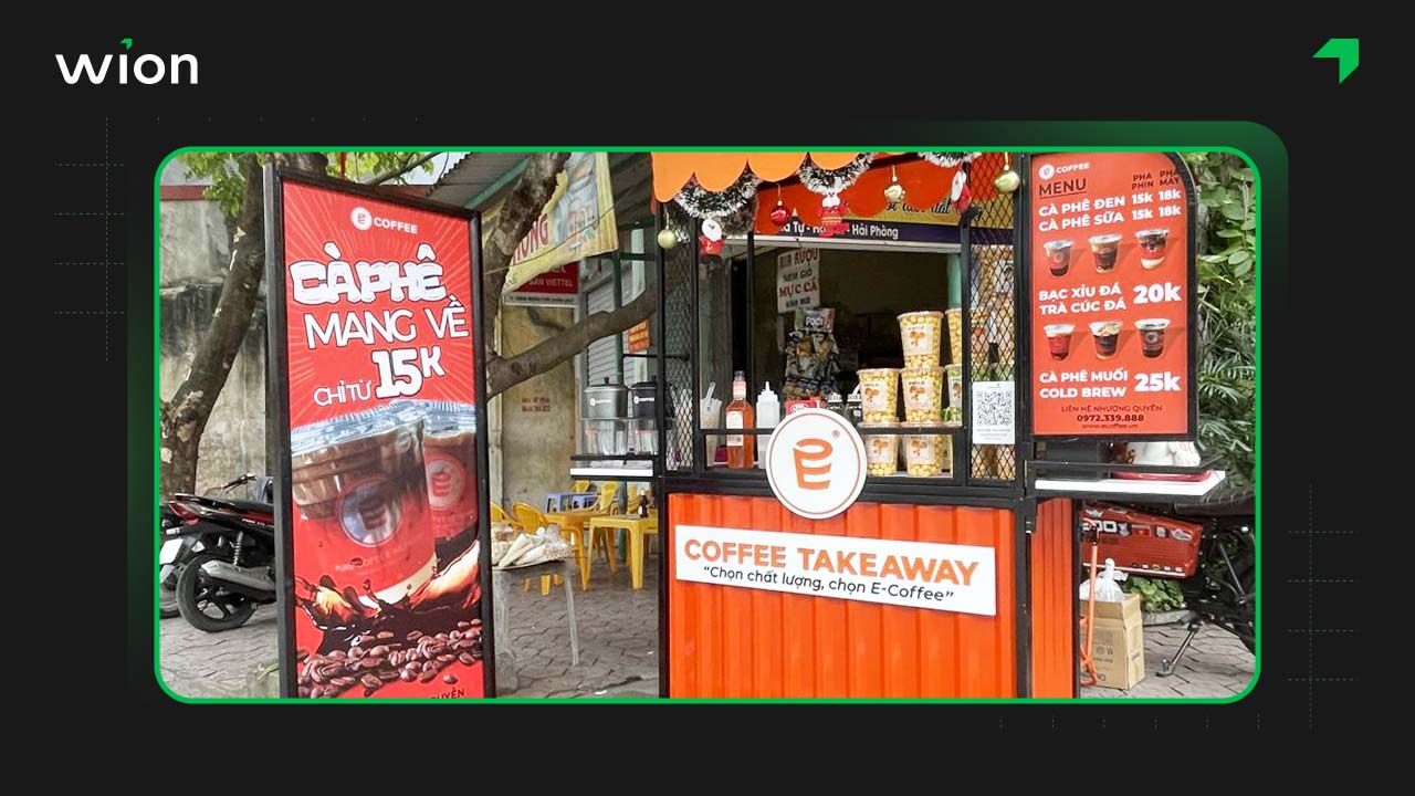 E-Coffee thương hiệu nhượng quyền xe cà phê mang đi 
