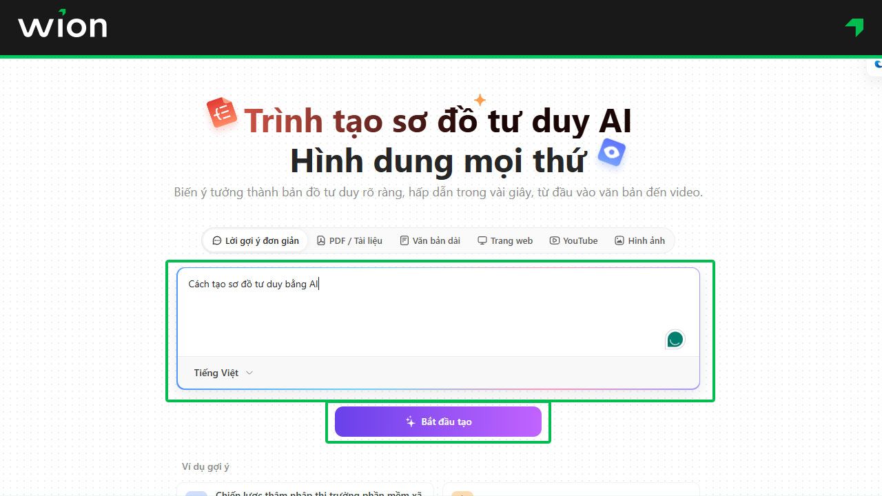 Bước 2 - Tạo sơ đồ tư duy bằng AI với Monica