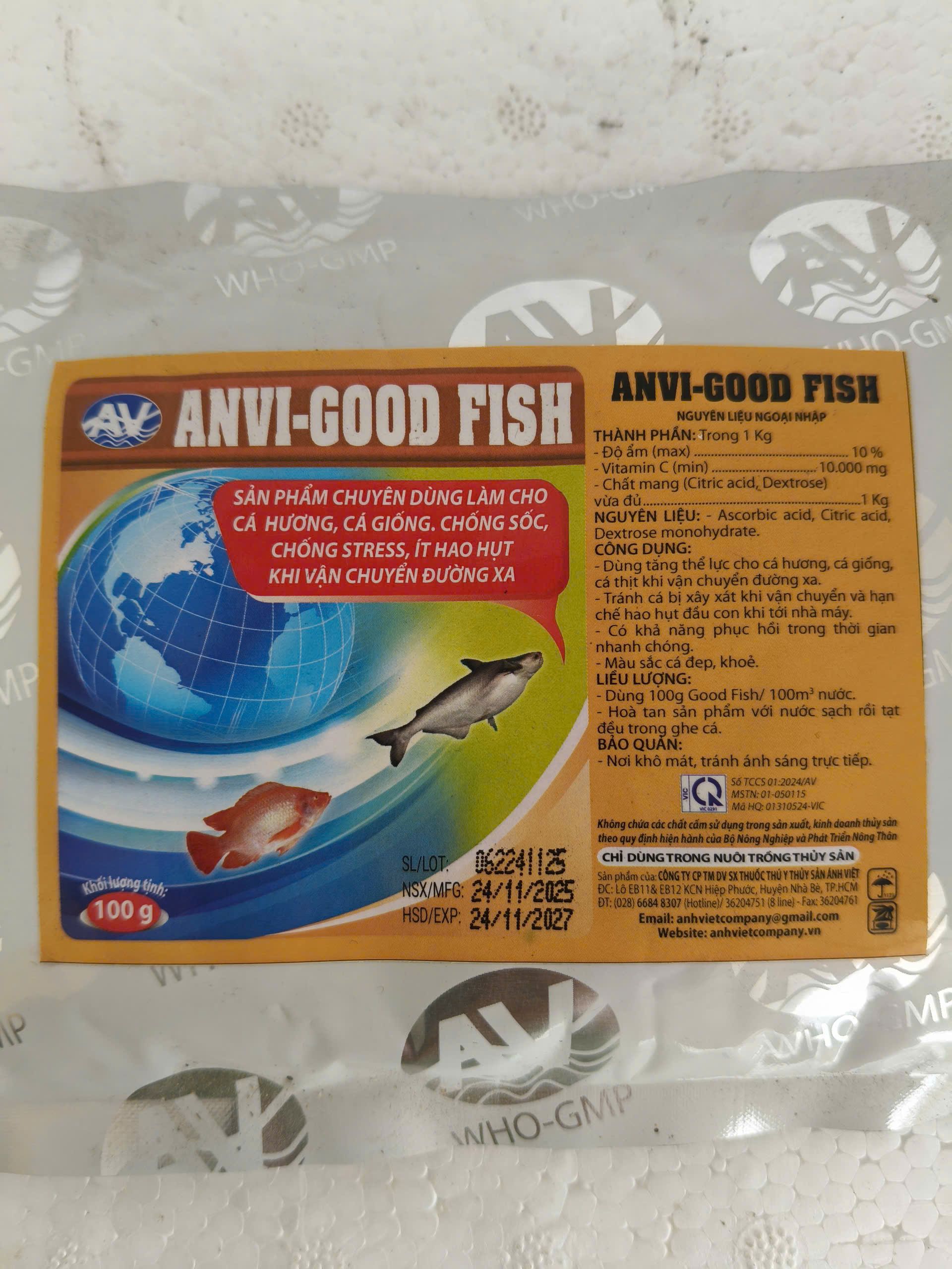 ANVI-GOOD FISH chống stress vận chuyển cá giống, lươn giống, ếch giống chính hãng 2