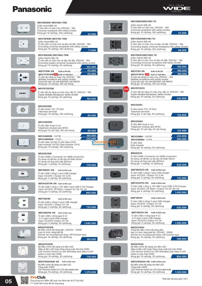 Catalogues thiết bị điện Panasonic mới nhất 2026