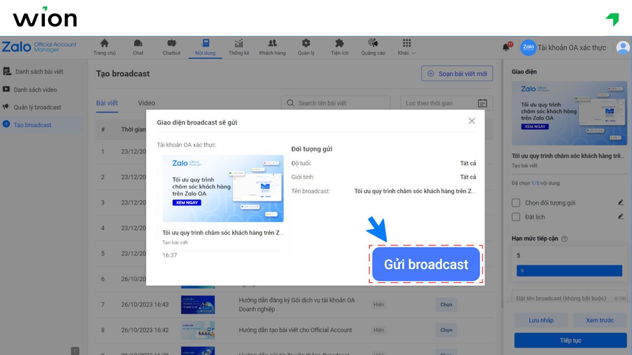 Ứng dụng tính năng broadcast Message trên Zalo OA không gây khó chịu