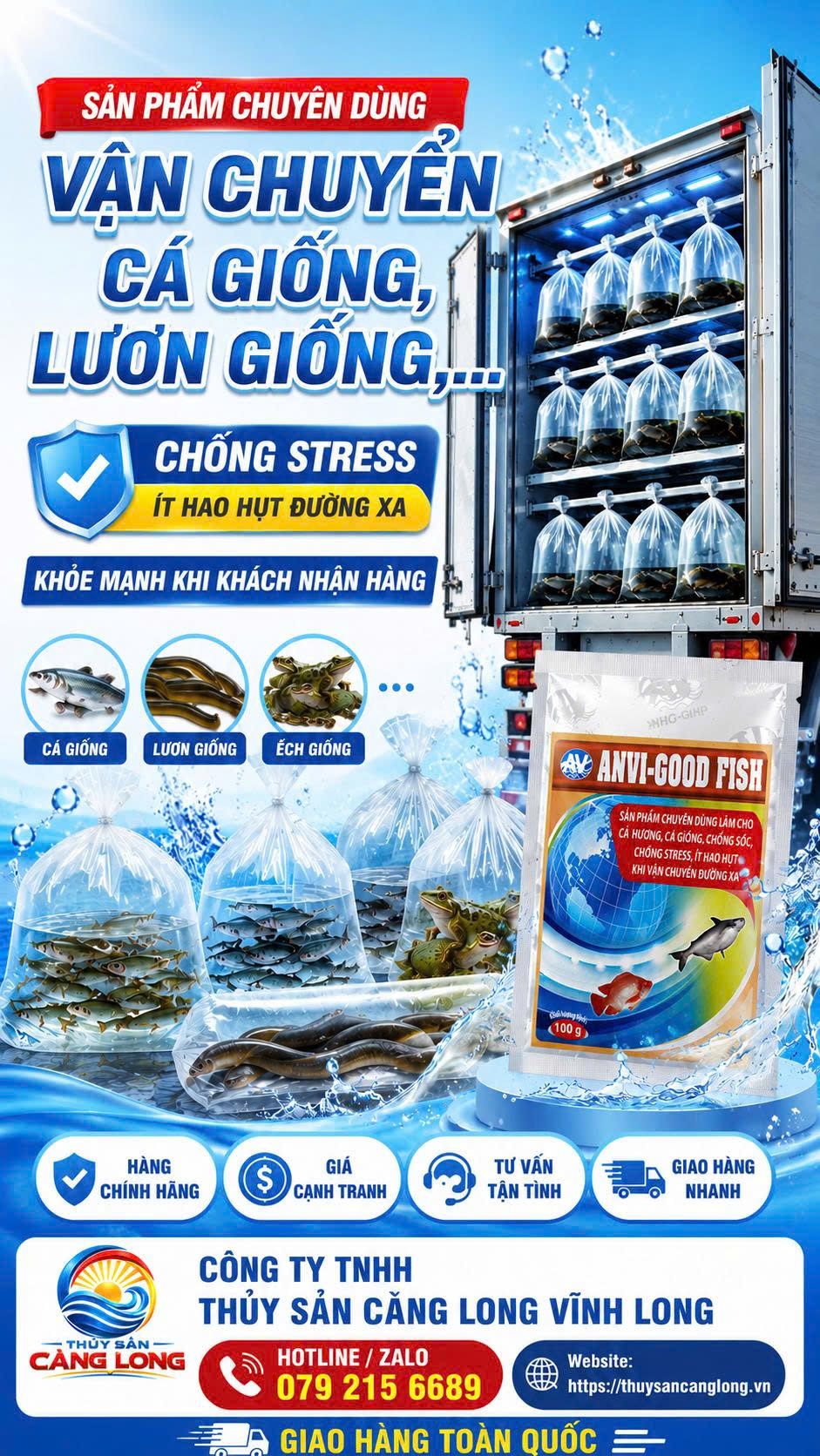 ANVI-GOOD FISH chống stress vận chuyển cá giống, lươn giống, ếch giống chính hãng 2