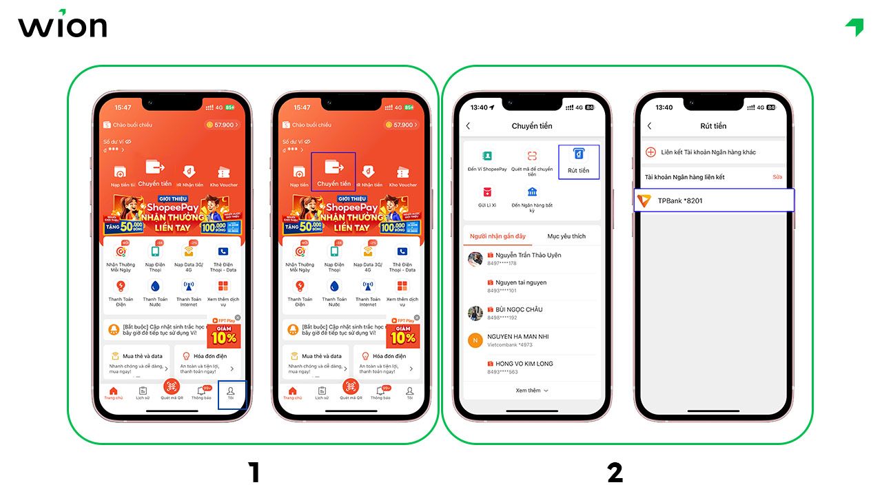Cách rút tiền từ ví ShopeePay về ngân hàng liên kết