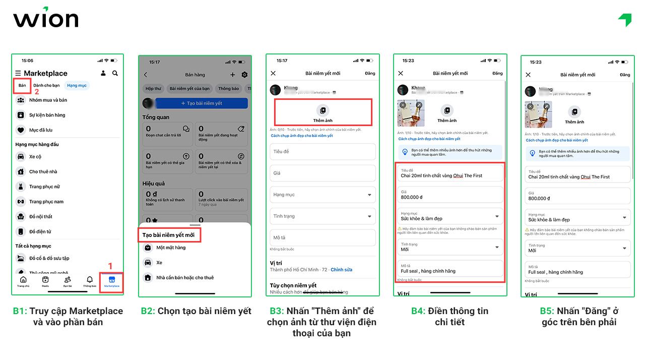 Hướng dẫn từng bước để đăng bán sản phẩm trên Marketplace bằng ứng dụng di động
