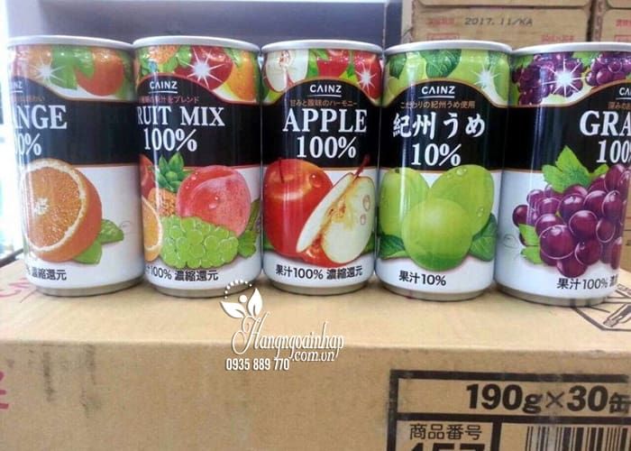 Nước trái cây Cainz Juice 100% của Nhật Bản thùng 30 lon&nbsp; 80