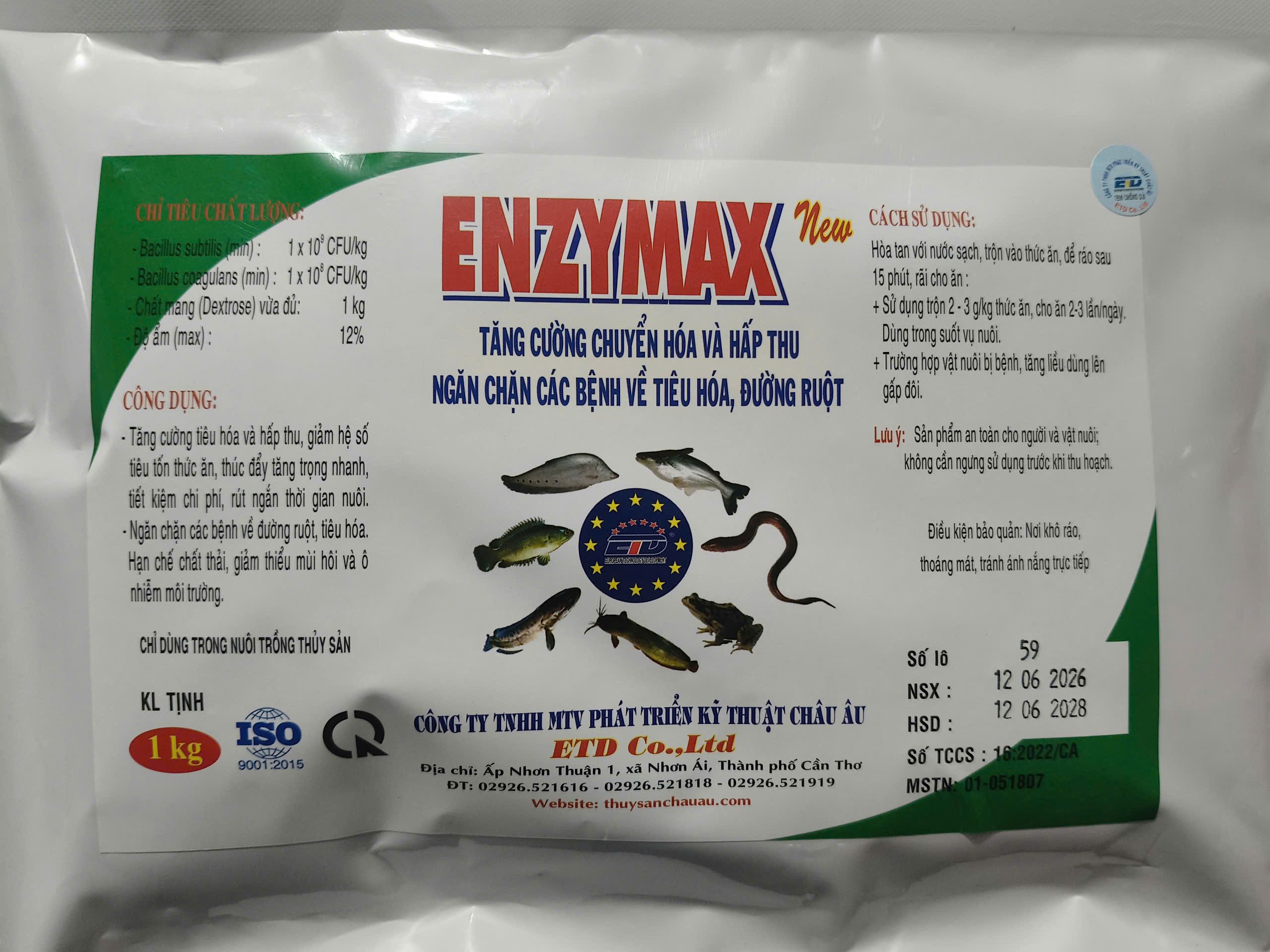 Enzymax New 1kg men vi sinh tăng cường tiêu hóa và hấp thu cho tôm cá