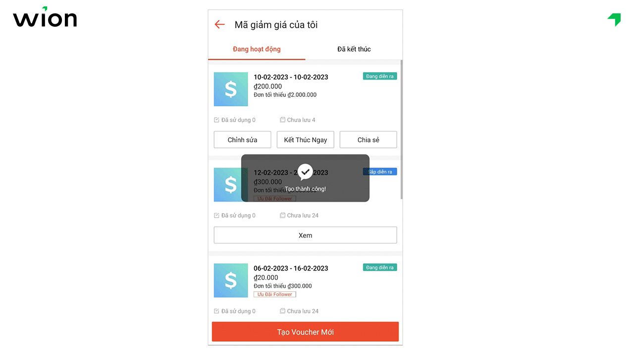Hoàn tất setup giảm giá