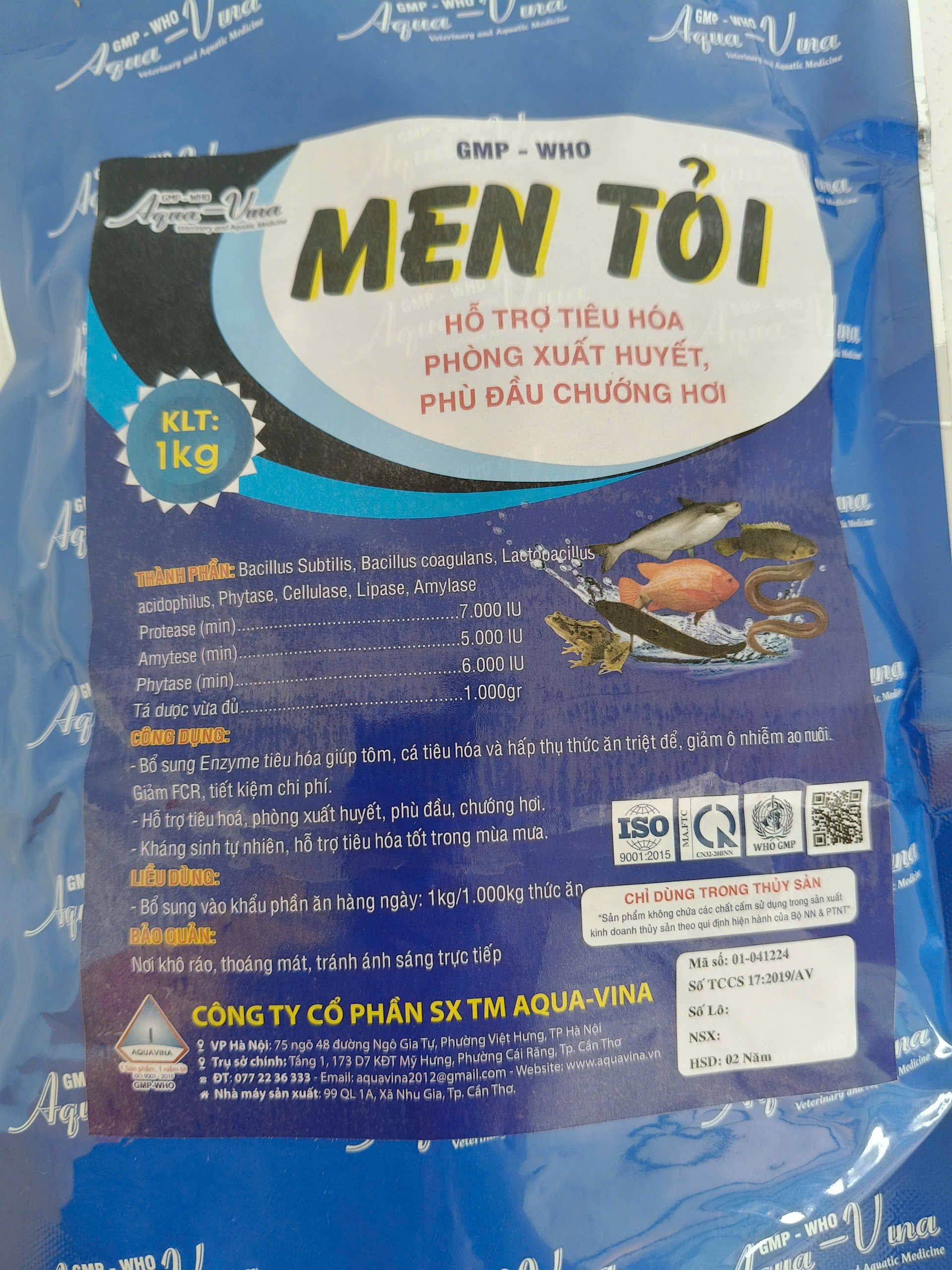 Men Tỏi Aqua-Vina 1kg hỗ trợ tiêu hóa phòng xuất huyết phù đầu chướng hơi cho tôm cá và thủy sản