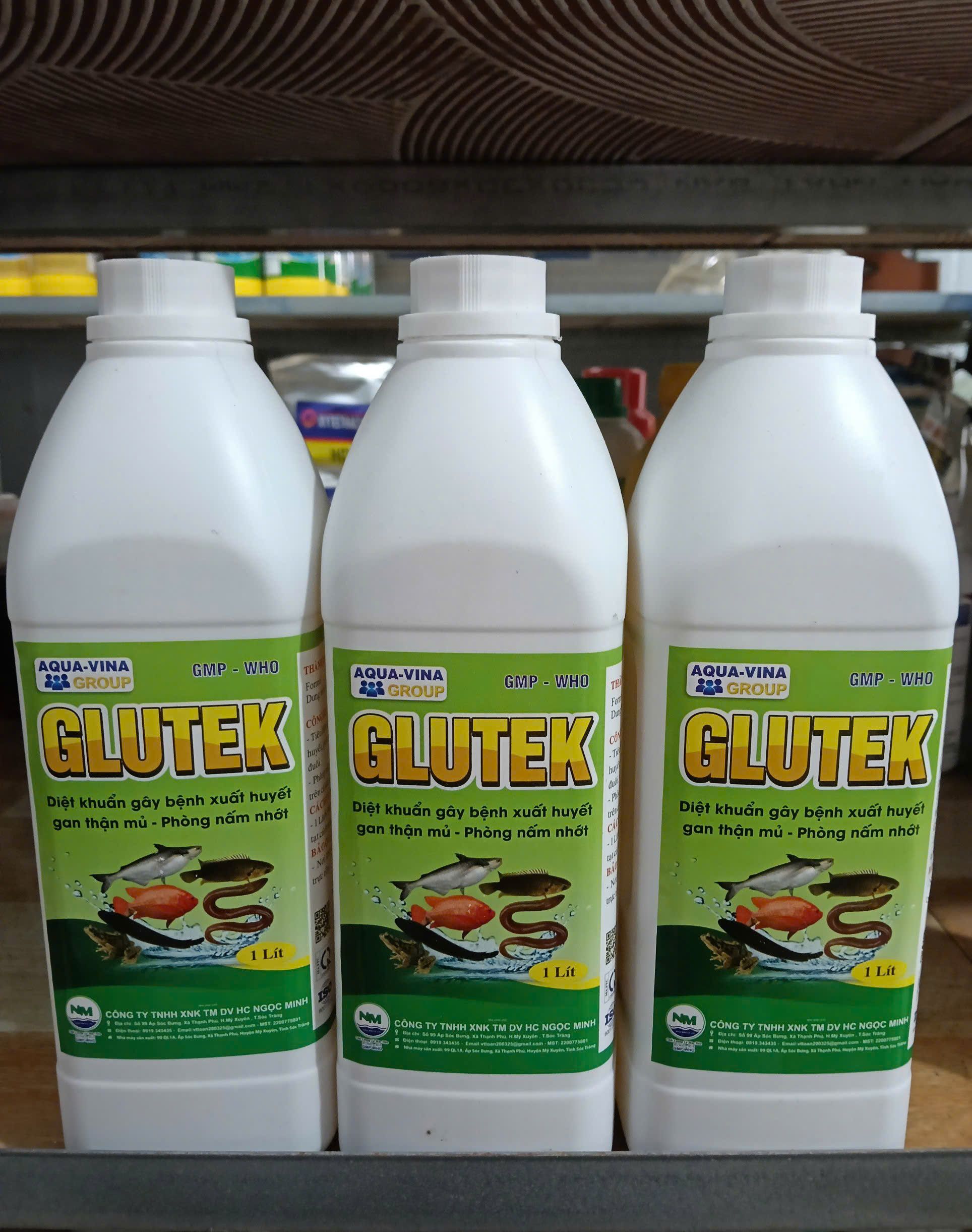 GLUTEK 1 lít diệt khuẩn thủy sản trị xuất huyết cá tôm