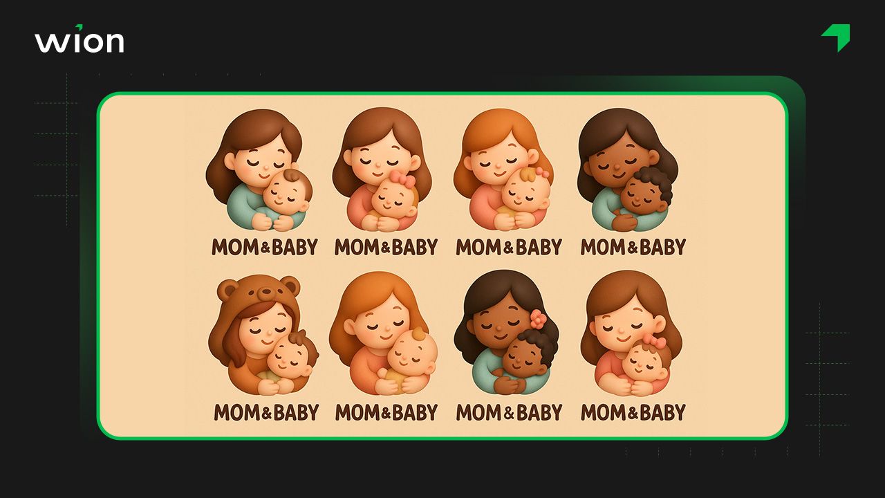 Logo thương hiệu mẹ và bé hoạt hình