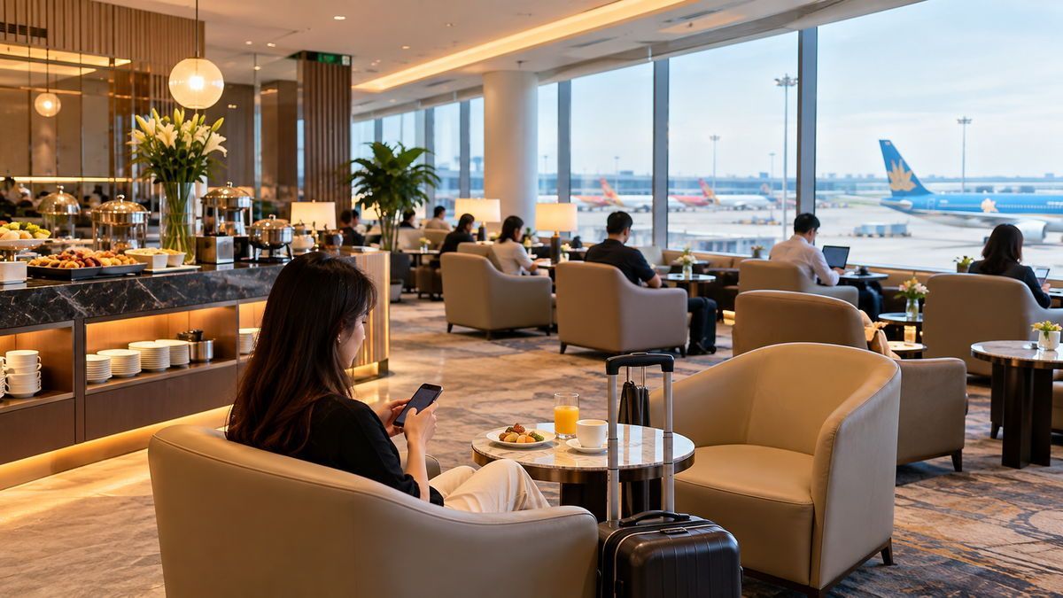 Hành khách kiểm tra hộ chiếu và thẻ lên máy bay sau khi làm thủ tục tại ga quốc tế