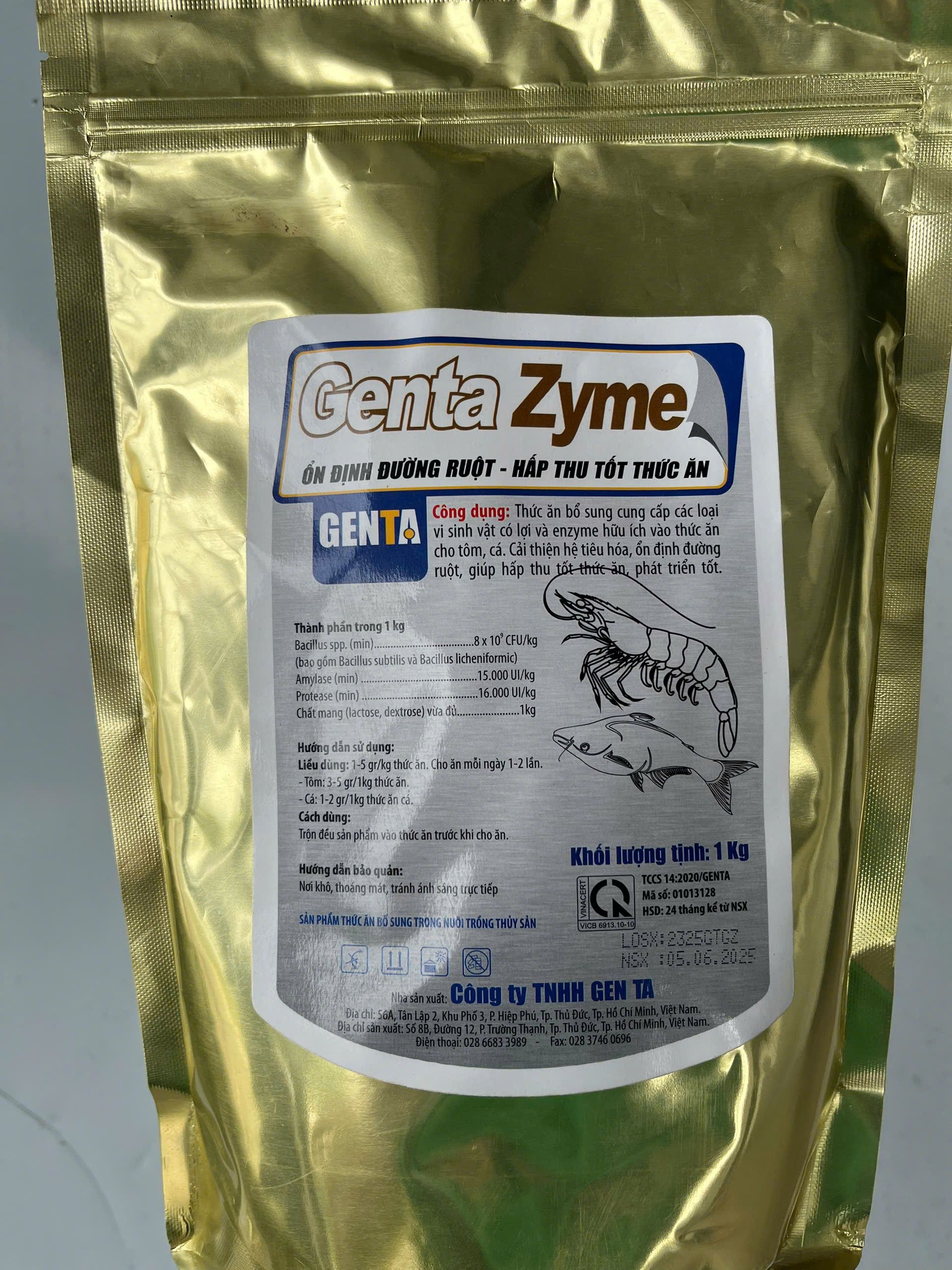 Genta Zyme 1kg - Men vi sinh enzyme ổn định đường ruột cho tôm cá