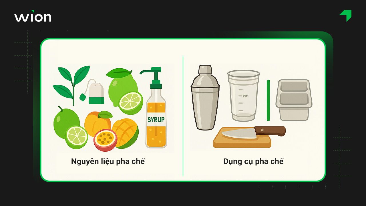 Chuẩn bị mua sắm dụng cụ, nguyên liệu pha chế