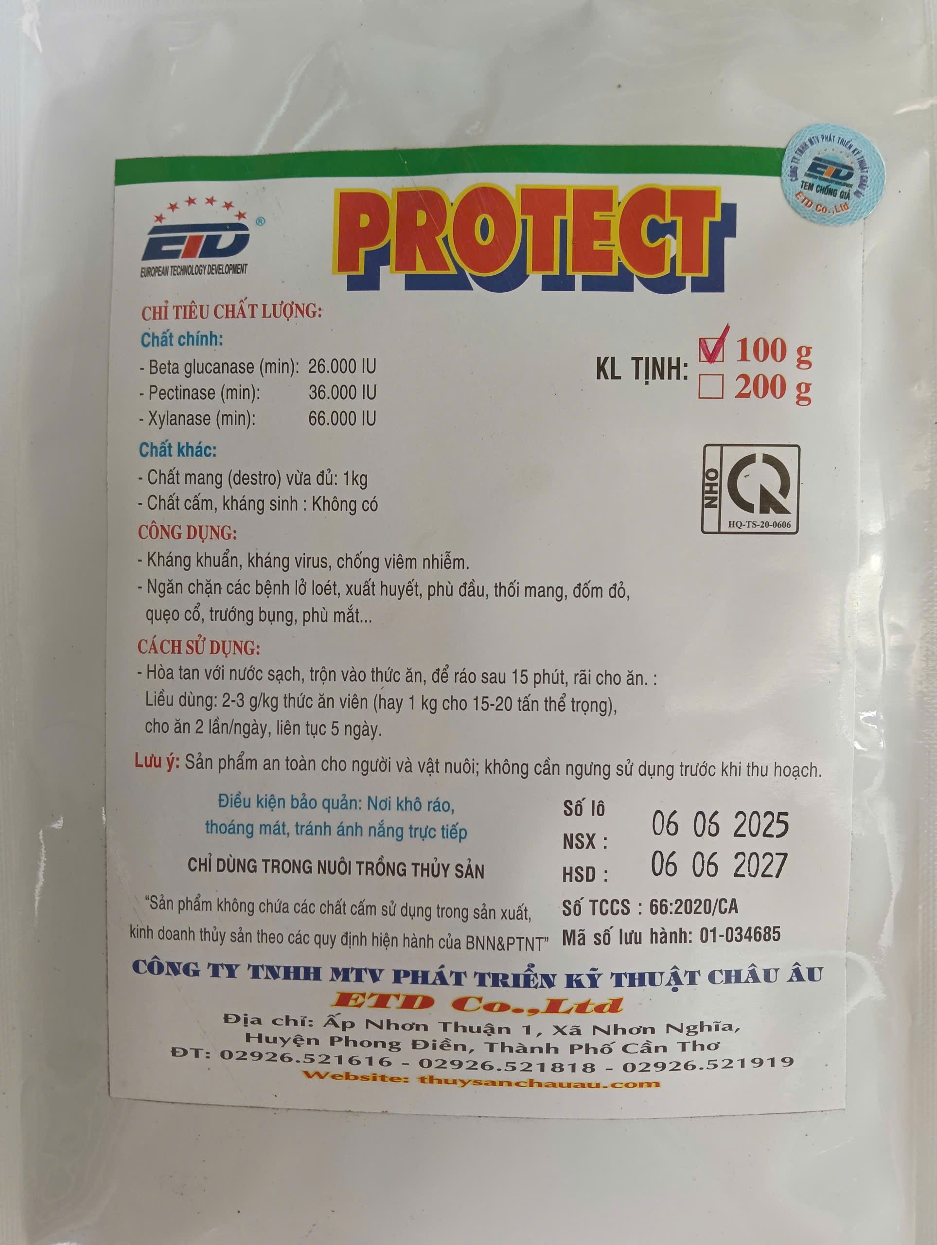 Thành phần và hướng dẫn sử dụng PROTECT thủy sản