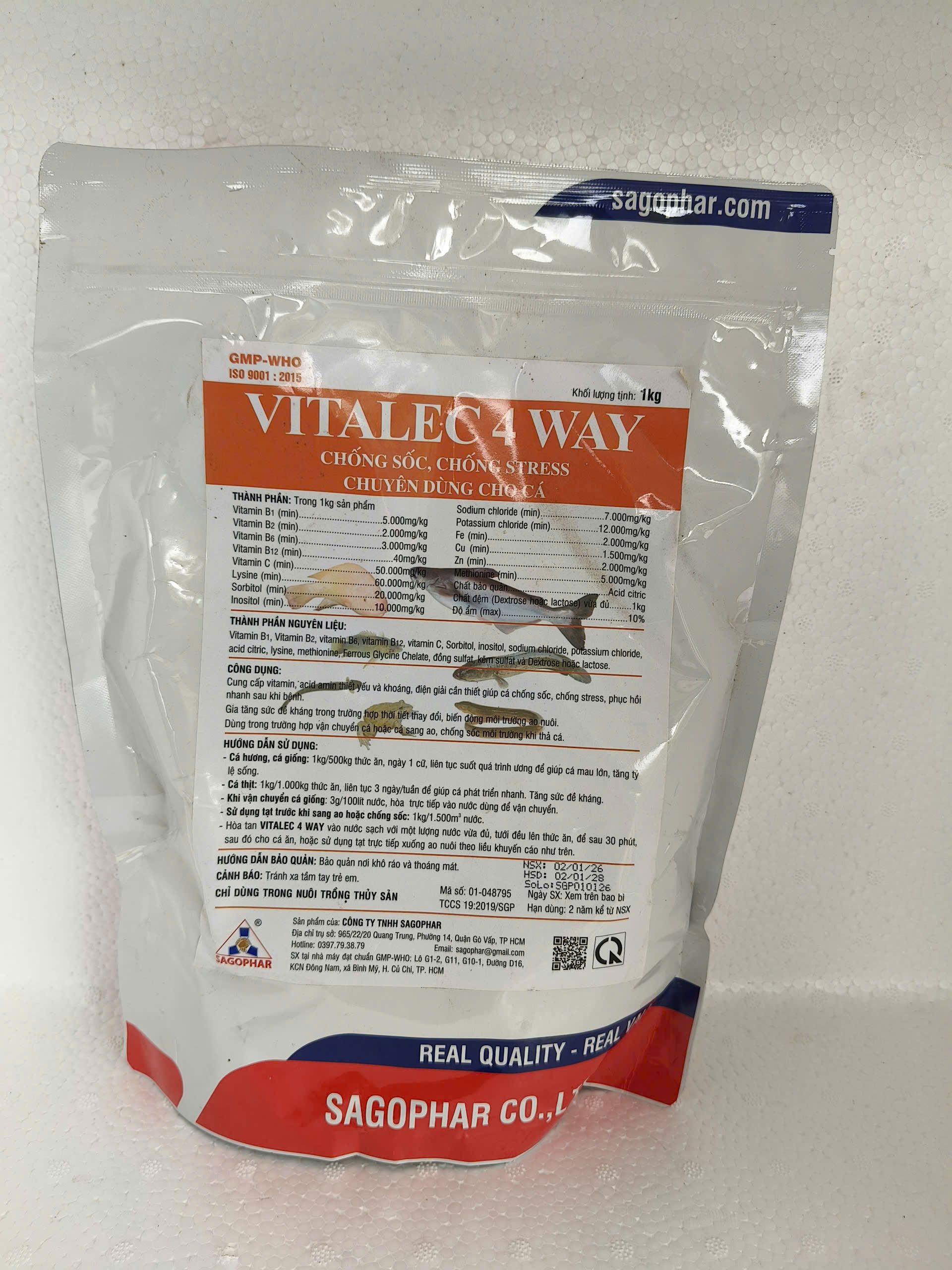 VITALEC 4 WAY chống sốc chống stress cho cá 1kg Sagophar