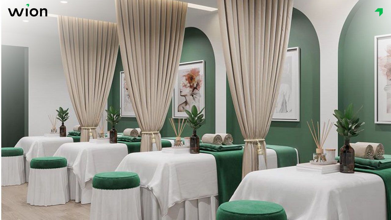 Trang trí spa dưỡng sinh gam màu xanh