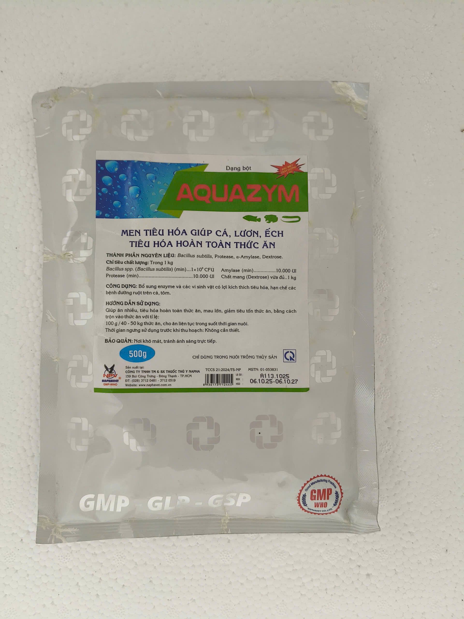 Men tiêu hóa AQUAZYM bổ sung enzyme và vi sinh có lợi cho lươn cá ếch