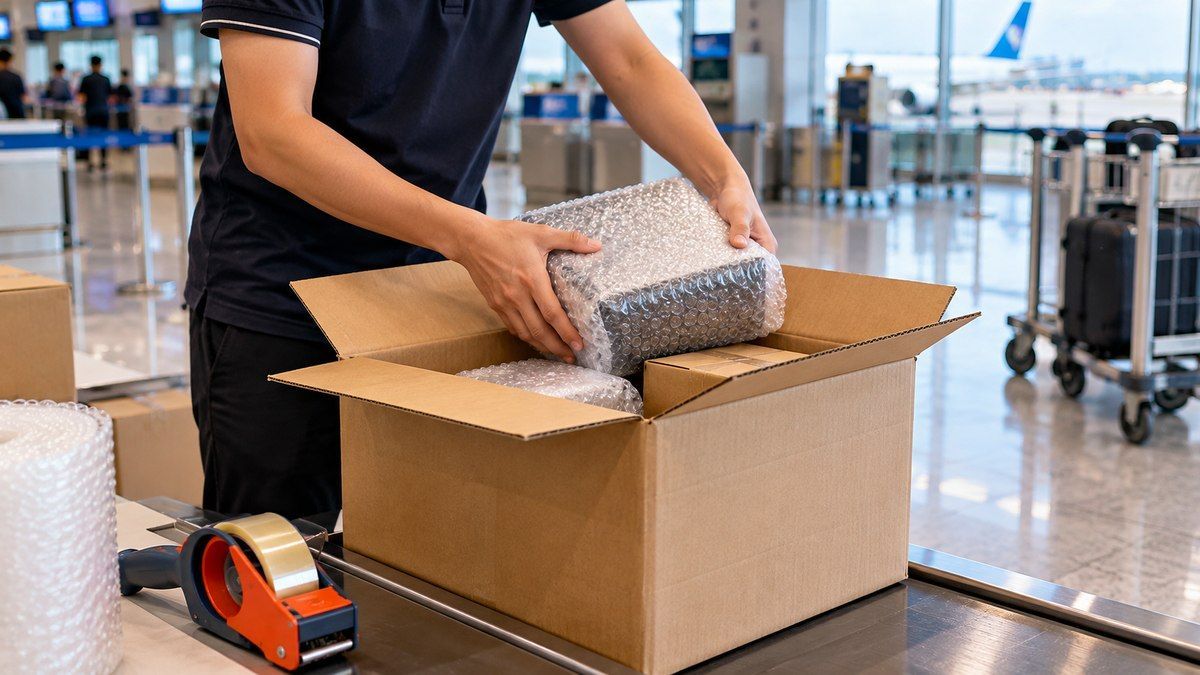 Thùng carton 5 lớp chắc chắn dùng cho hành lý ký gửi