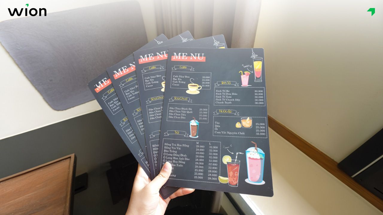 Mẫu menu quán cafe 1 tờ
