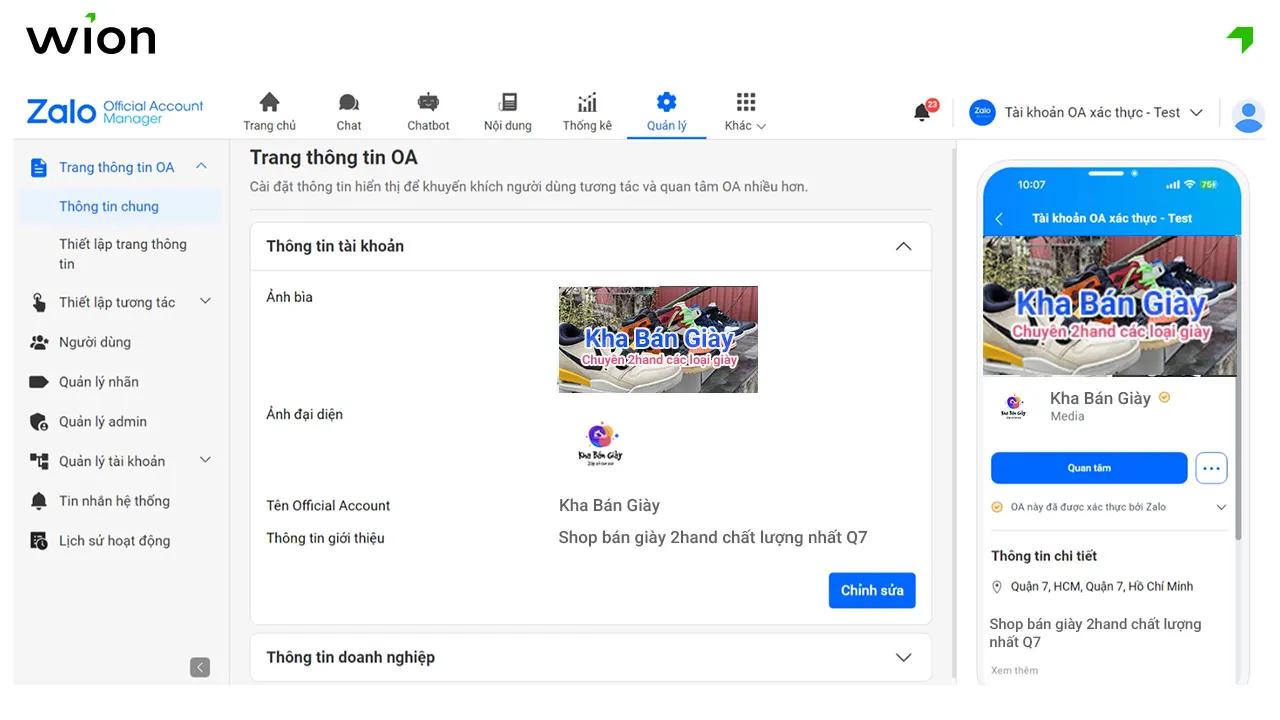 Cập nhật hình đại diện, ảnh bìa, mô tả thương hiệu chuẩn nhận diện