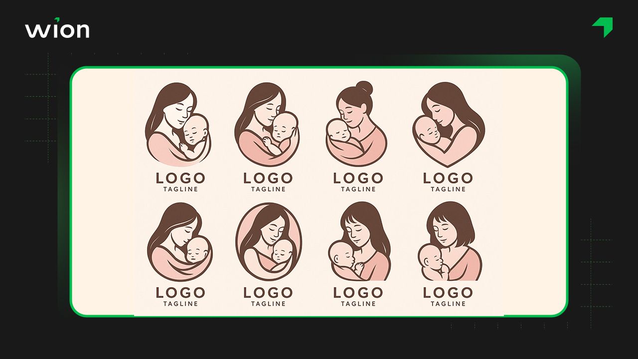 Mẫu thiết kế logo có em bé và mẹ bỉm