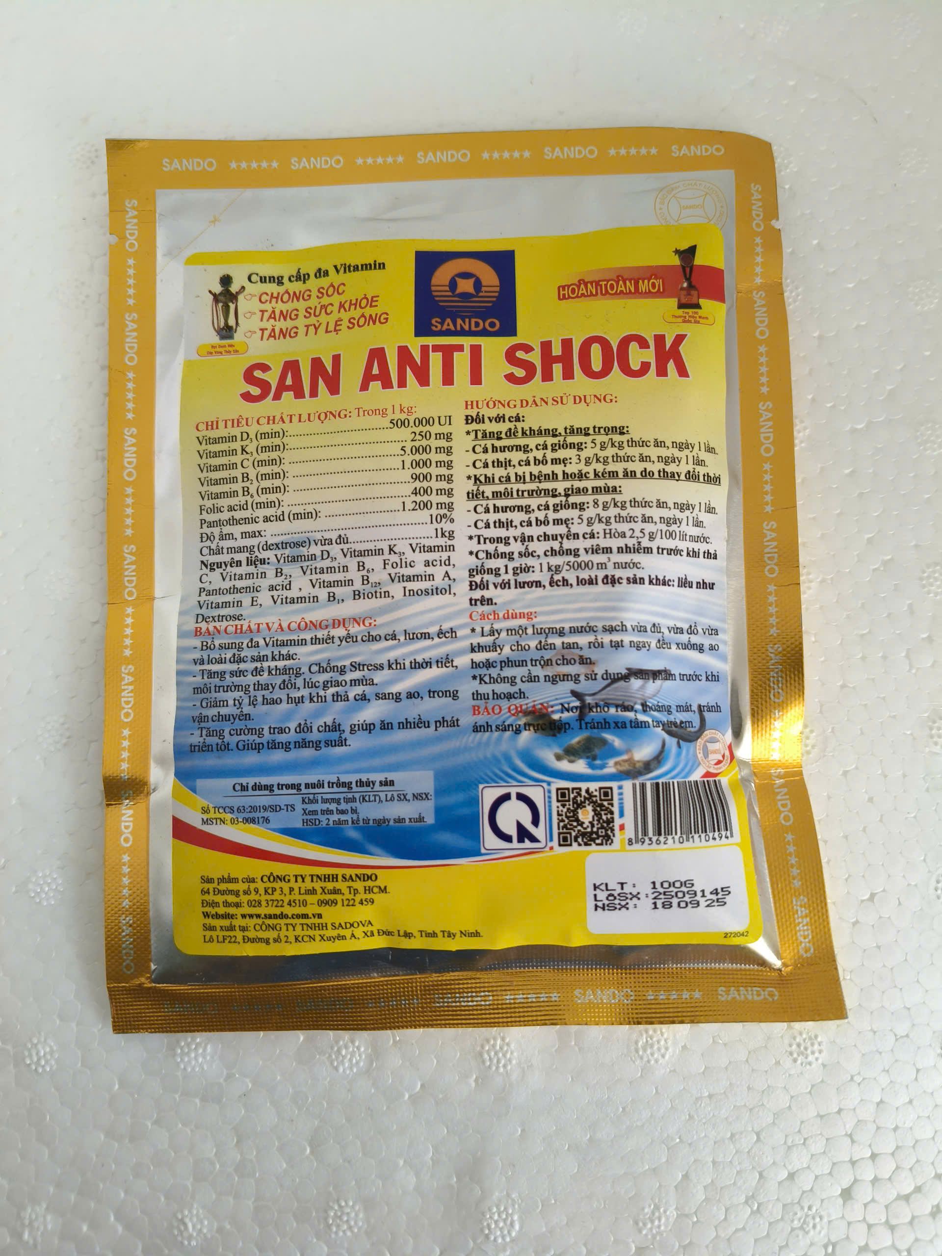 Thành phần và hướng dẫn sử dụng SAN ANTI SHOCK SANDO