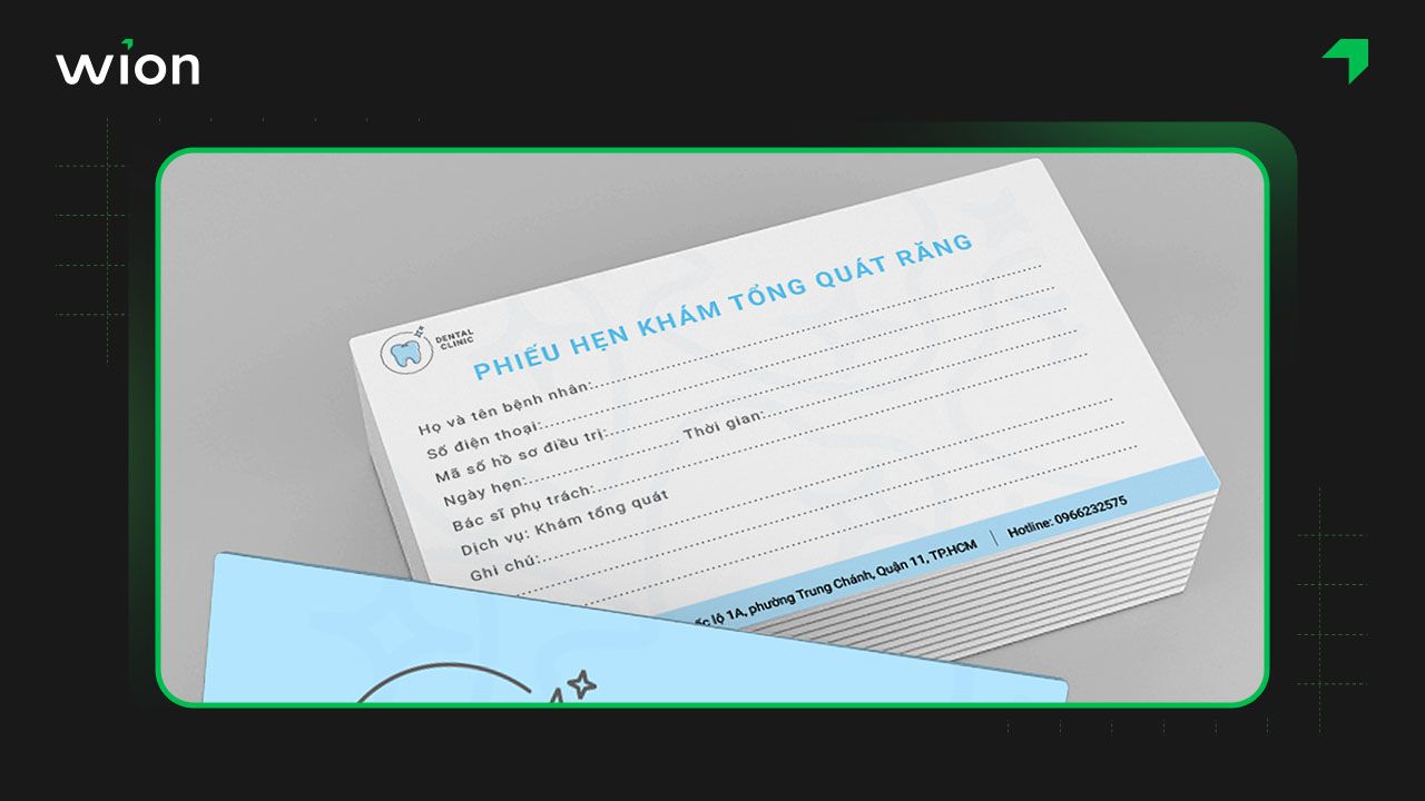 Mẫu phiếu hẹn nha khoa về khám tổng quát