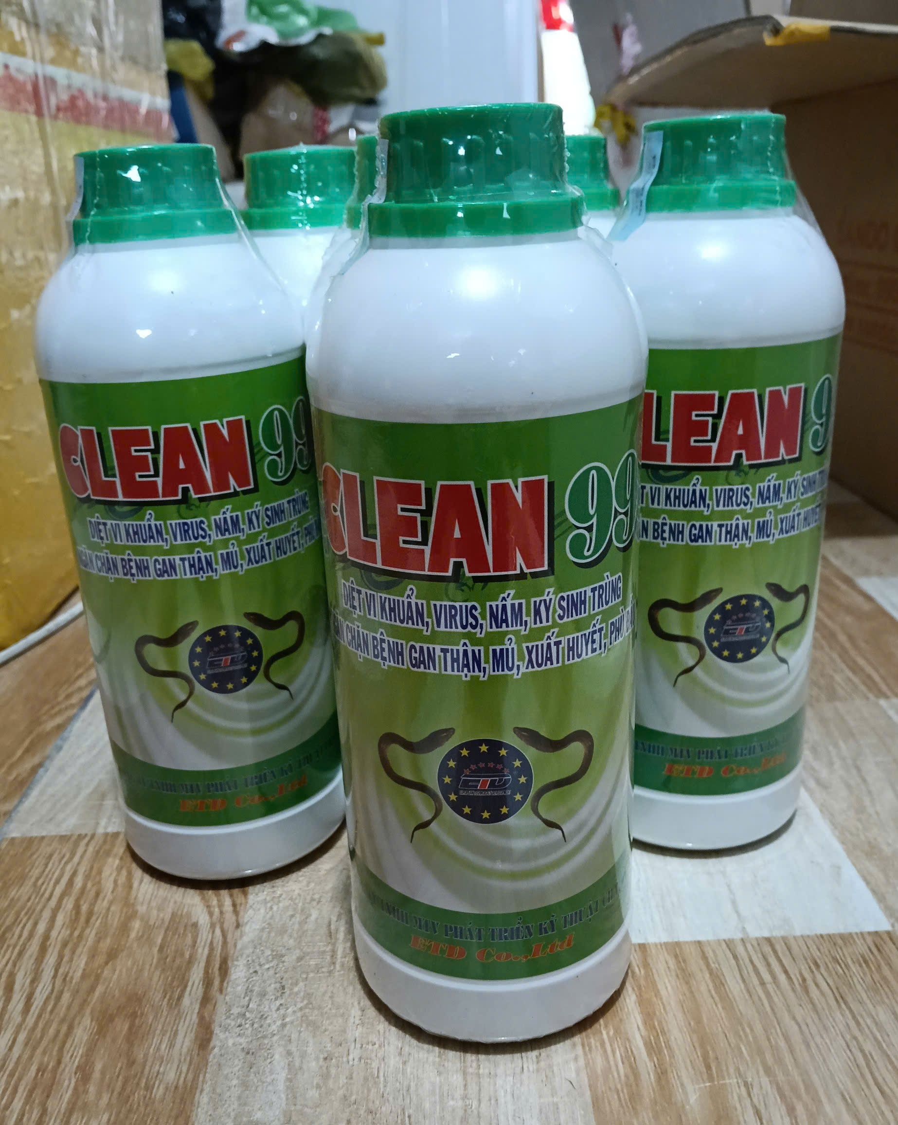 Chai CLEAN 99 xử lý nước ao nuôi tôm cá phòng bệnh