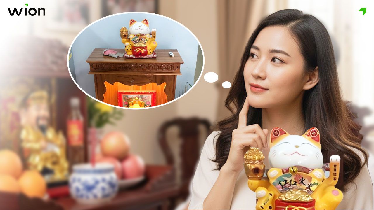 Có nên đặt mèo thần tài ở bàn thờ ông địa không?