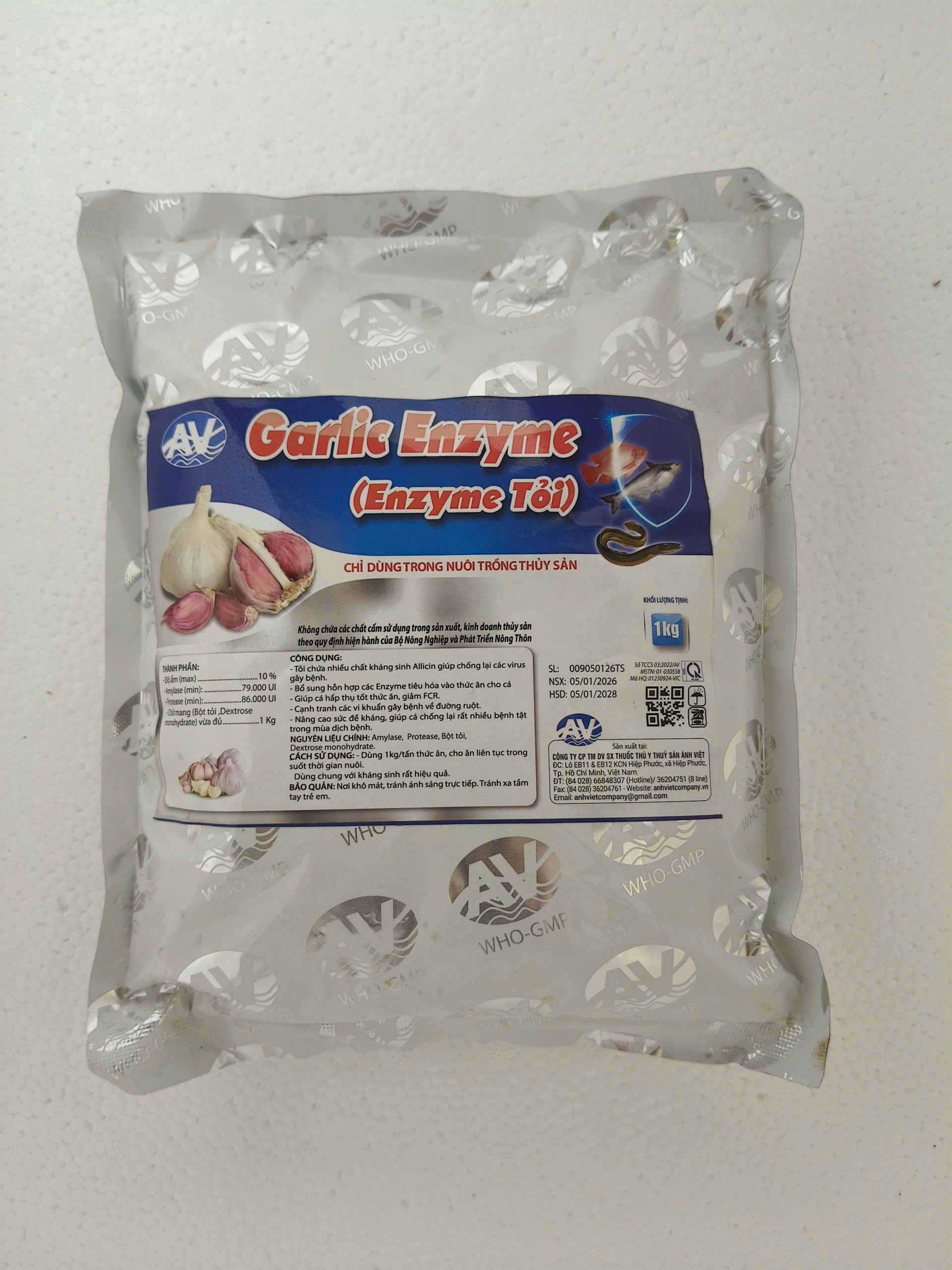 Garlic Enzyme 1kg enzyme tỏi hỗ trợ tiêu hóa tăng sức đề kháng cho cá tôm lươn và thủy sản
