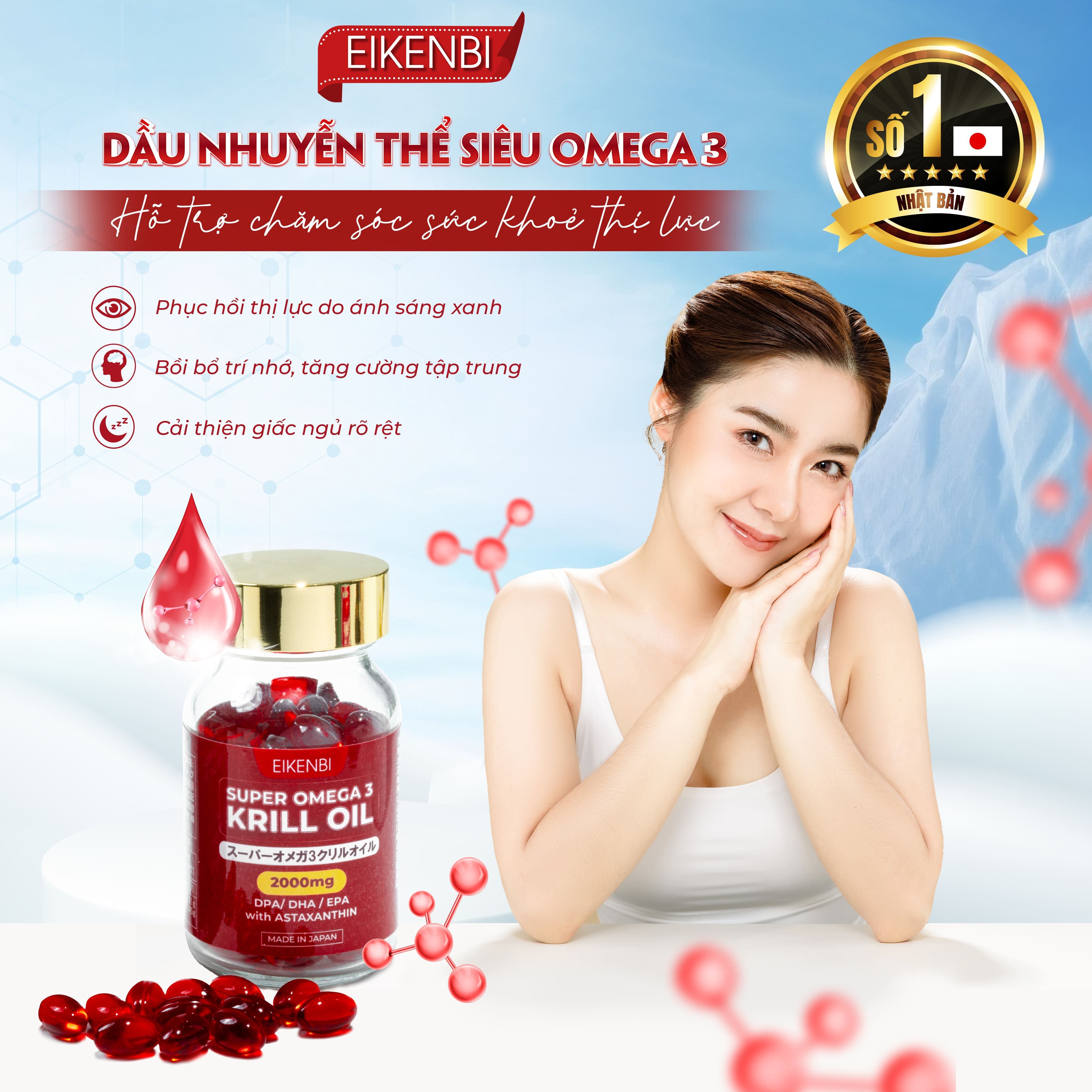 Công dụng viên uống dầu nhuyễn thể siêu Omega 3 Krill Oil