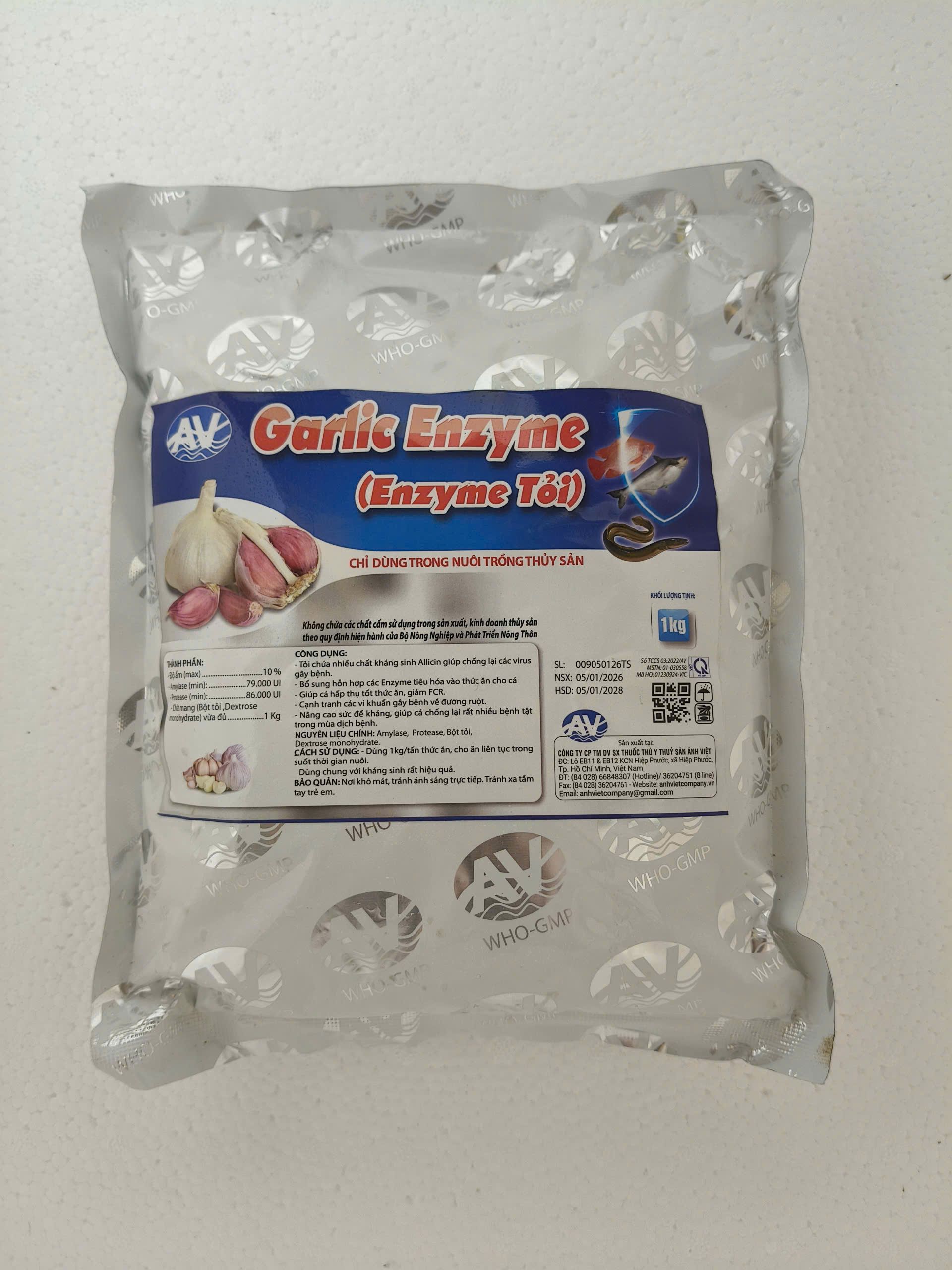 Garlic Enzyme 1kg enzyme tỏi hỗ trợ tiêu hóa tăng sức đề kháng cho cá tôm lươn và thủy sản